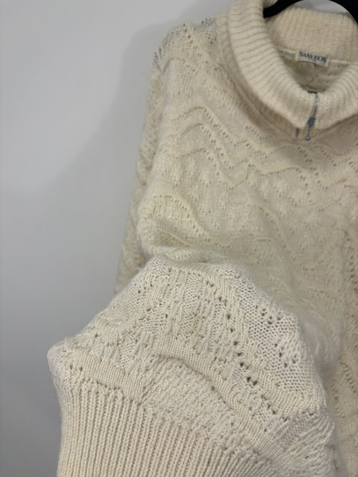 Other Vintage Nani Bon Men’s Wave Knit Wool Turtleneck Zip Sweater Size US L / EU 52-54 / 3 - 14 Thumbnail