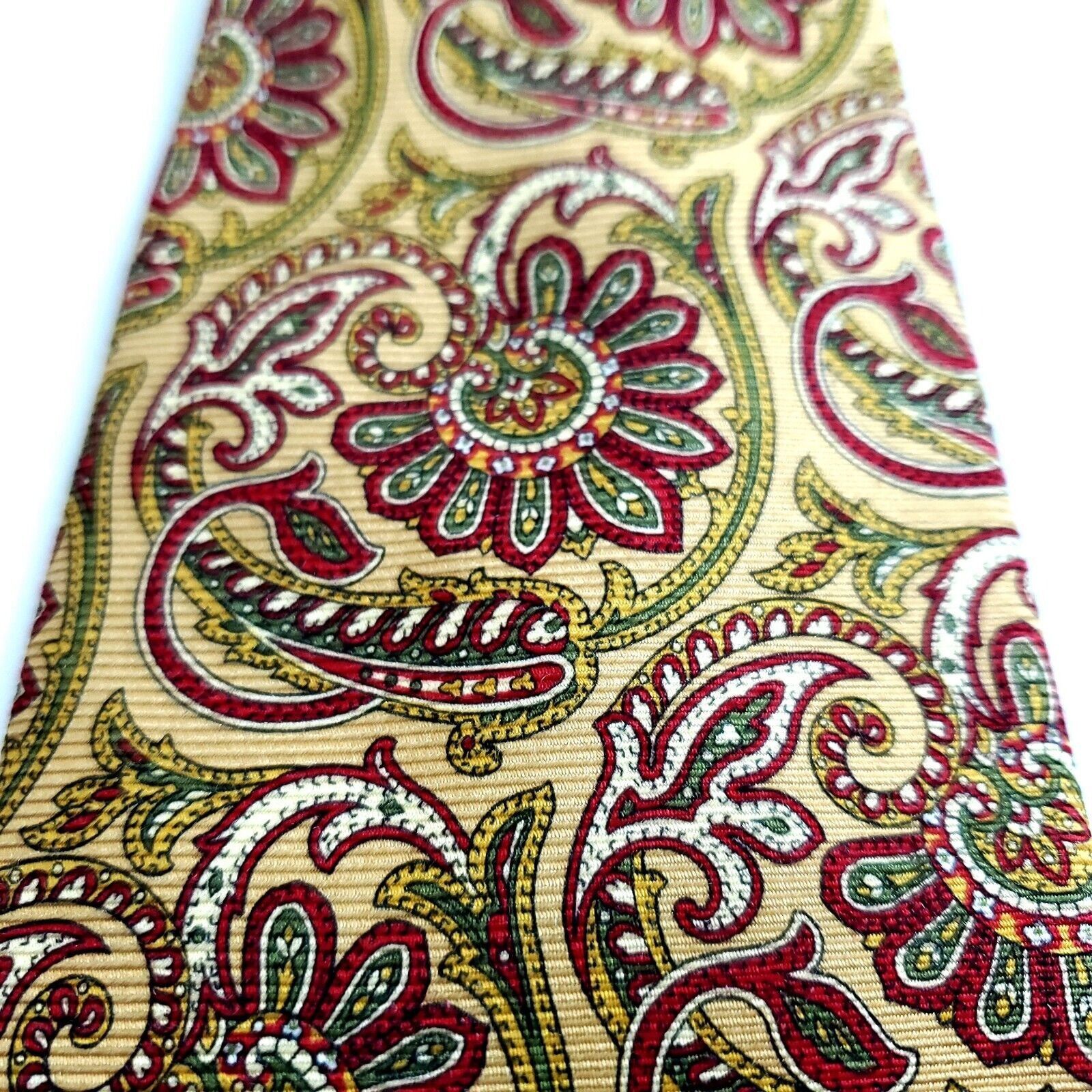 Lands' End Land's End Yellow Red Paisley Print Long Silk Tie Size ONE SIZE - 2 Thumbnail