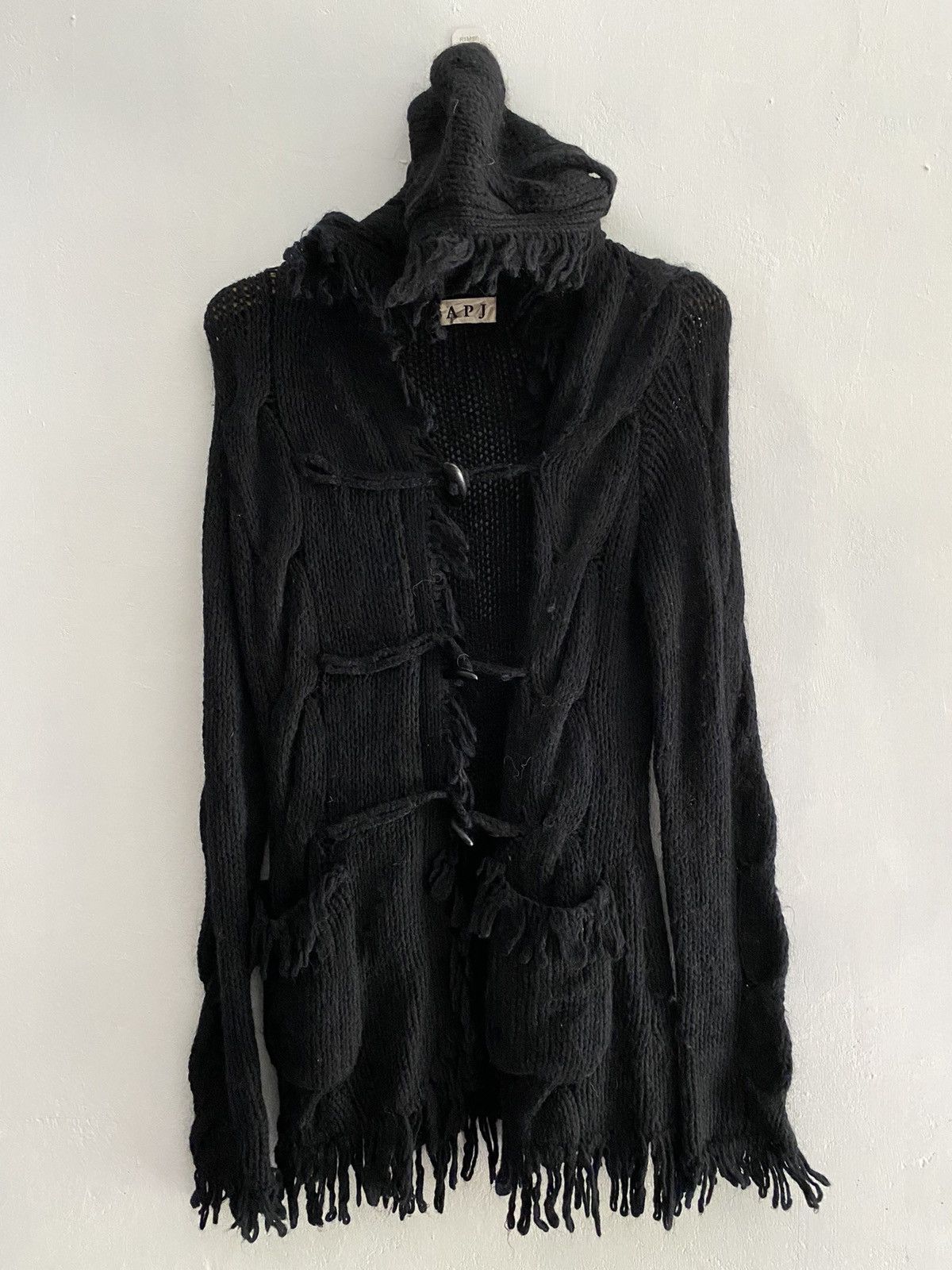 Japanese LGB style apj cable wool tassel knit hoodie