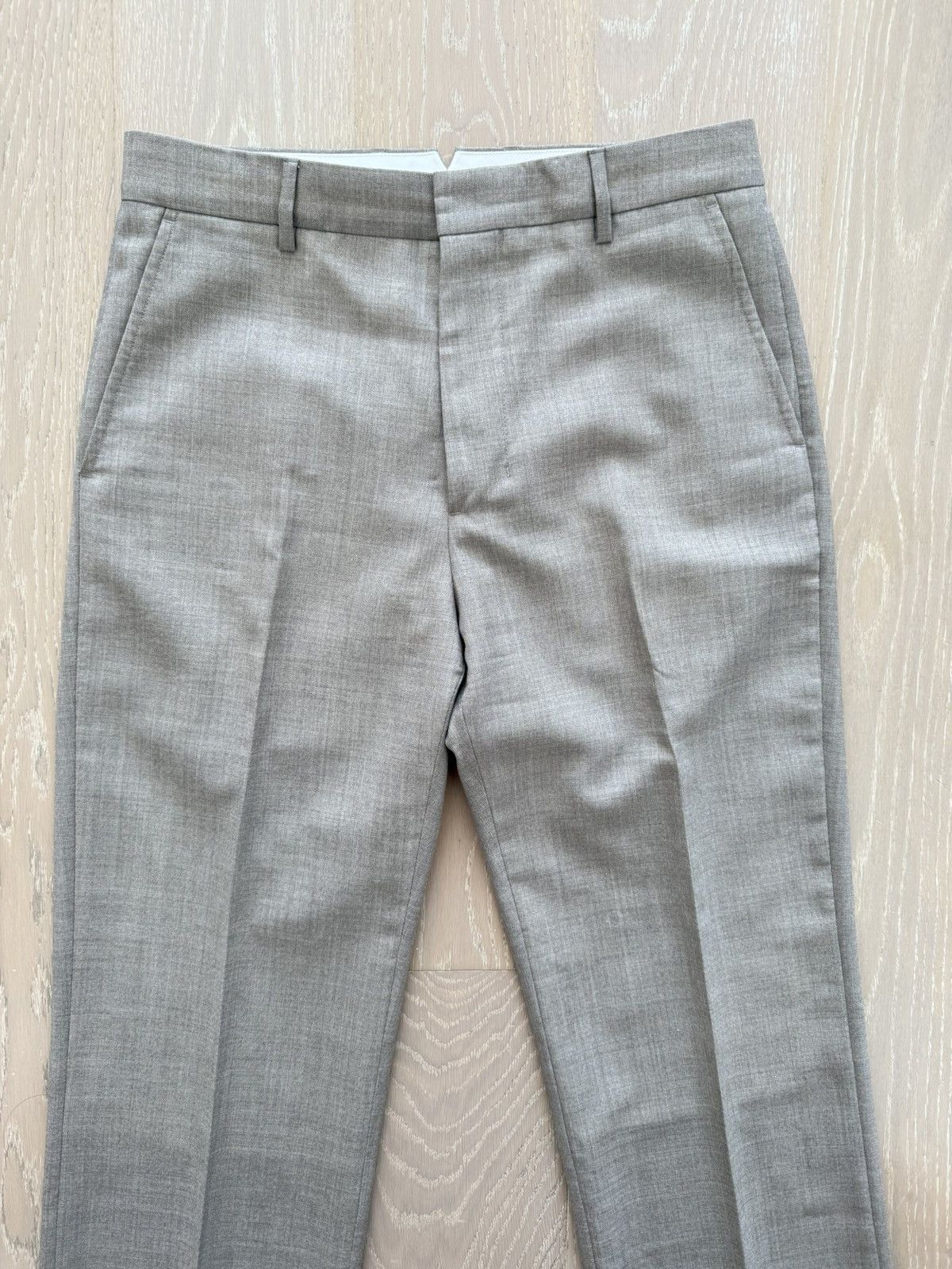 AMI Ami Taupe Wool Straight Trousers Size 48R - 4 Thumbnail