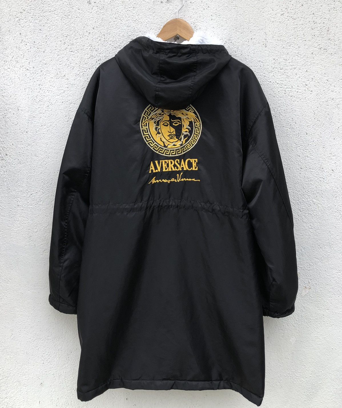 Vintage Vintage A.Versace Embroidery Logo Back Nylon Parka Jacket Size US XL / EU 56 / 4 - 4 Thumbnail
