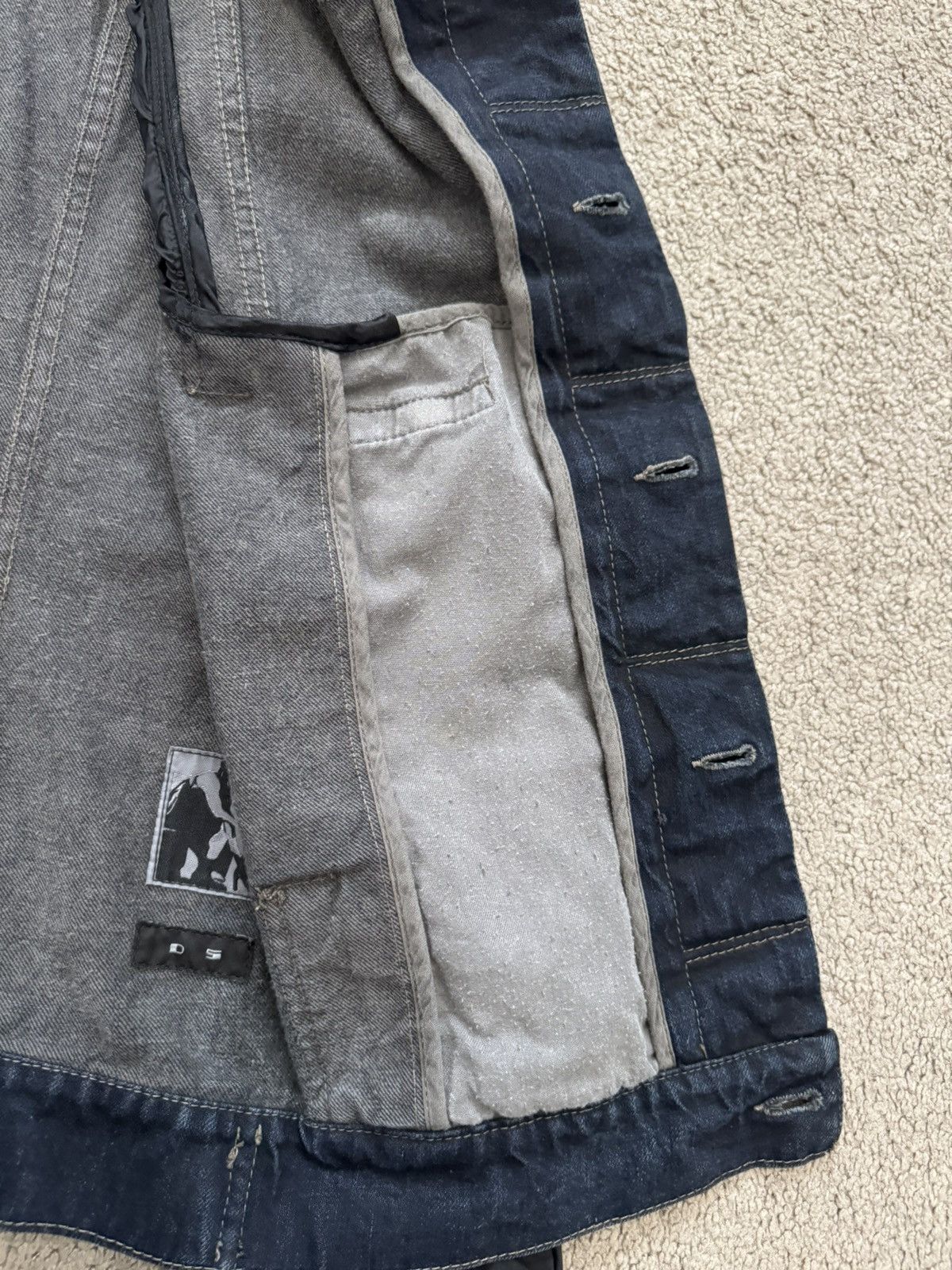 Rick Owens Drkshdw 2010s Rick Owens DRKSHDW Leather Sleeves Slave Denim Jacket Size US S / EU 44-46 / 1 - 8 Thumbnail