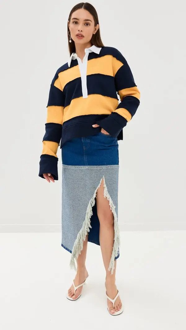 Marni o1w1db11125 Bleached Coated Denim Skirt in Blue Size 27" / US 4 / IT 40 - 6 Thumbnail