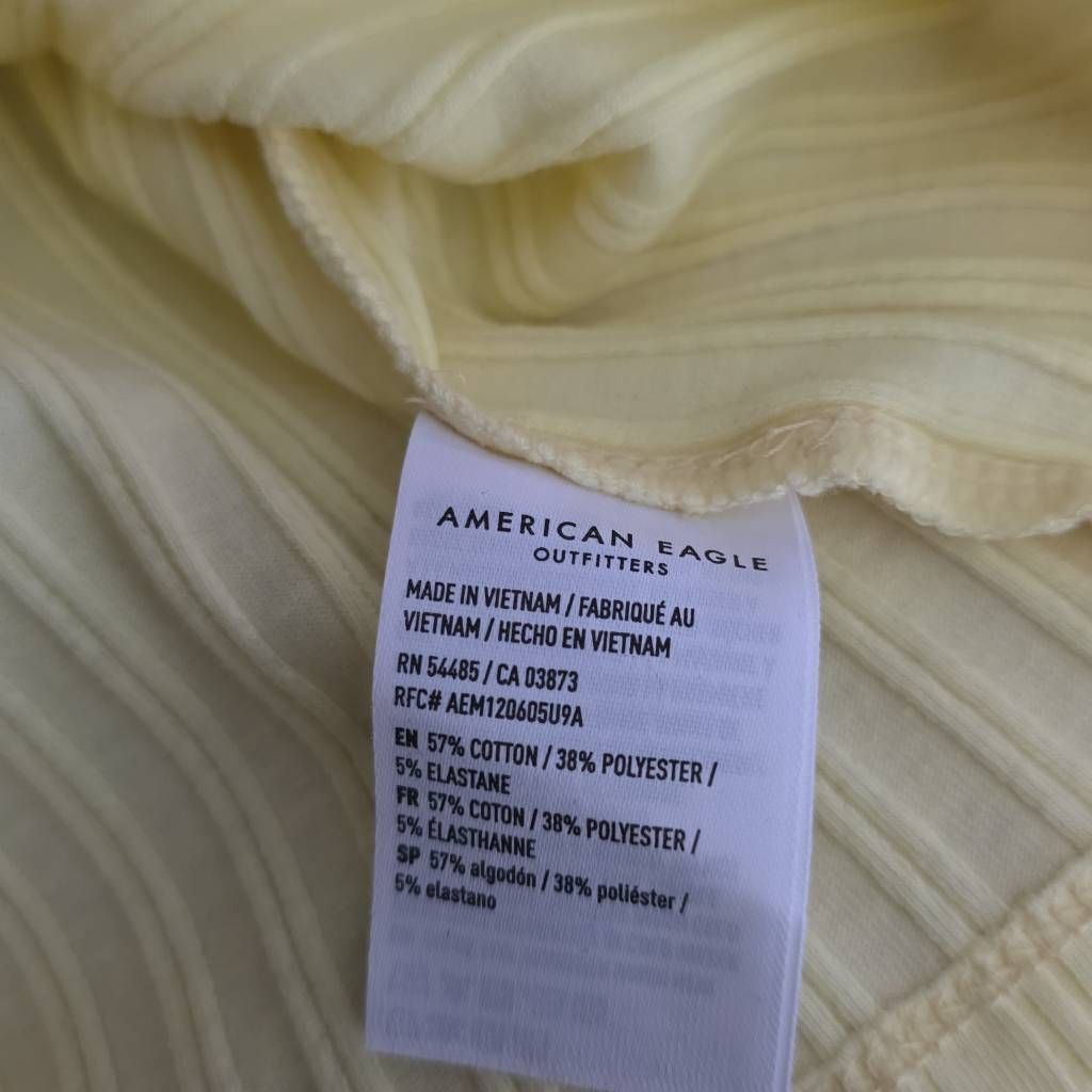 American Eagle Outfitters American Eagle Women's Sz Large Yellow Ribbed One Shoulder T Size L / US 10 / IT 46 - 3 Thumbnail
