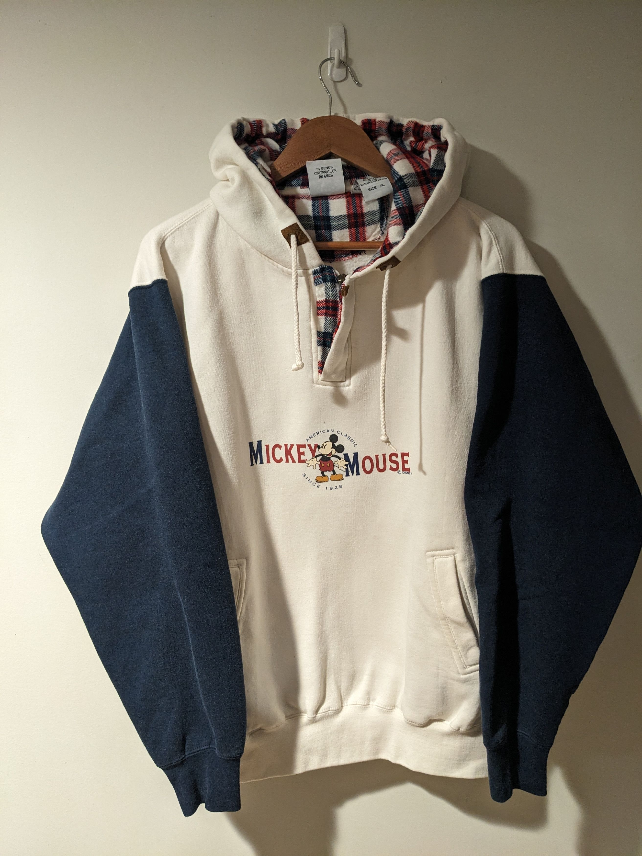 Disney × Vintage Vintage 90s Mickey Mouse Co White Blue X-Large Hoodie Size US XL / EU 56 / 4 - 1 Thumbnail
