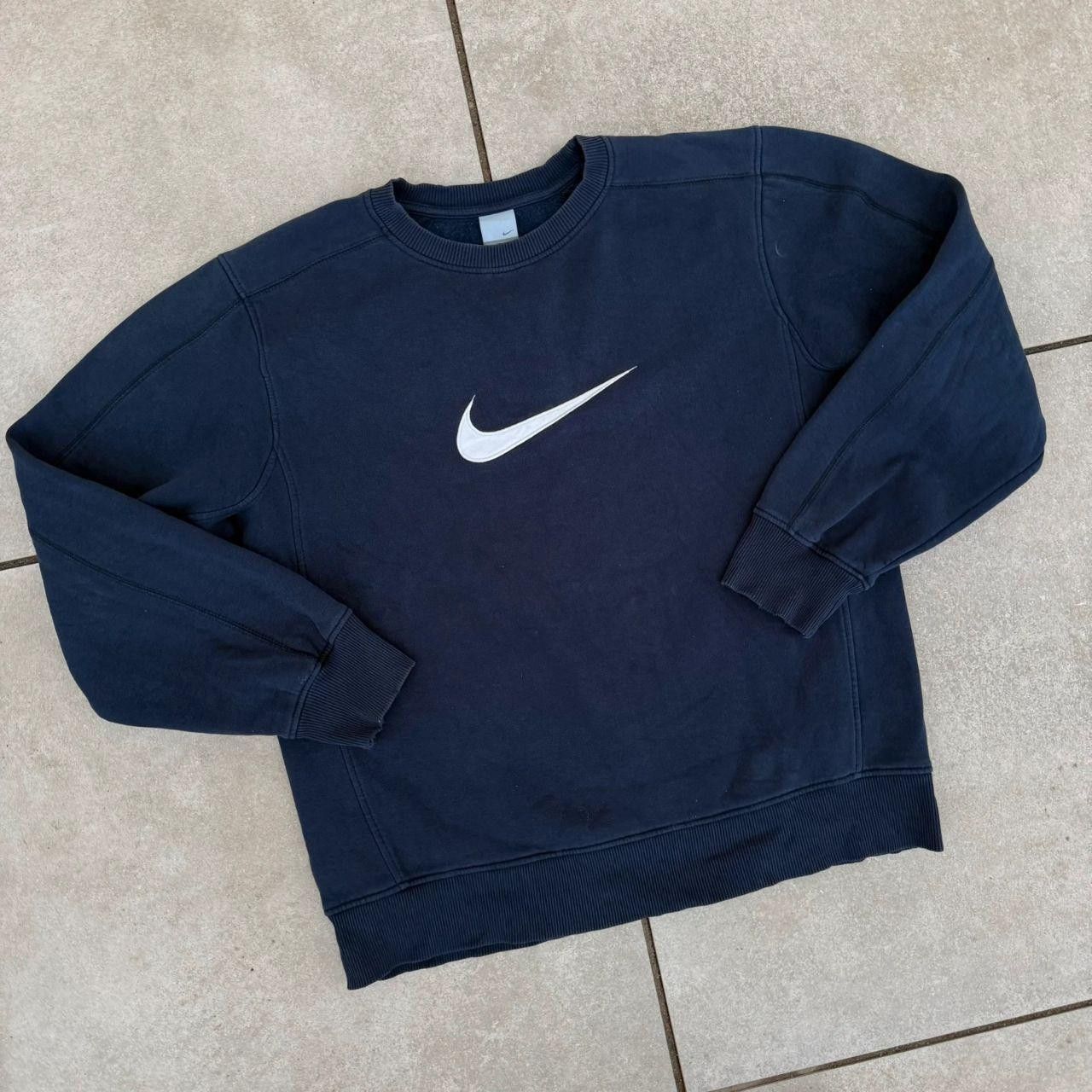 Nike Nike Vintage 90s Center Swoosh Sweaetshirt Navy Spellout Size US L / EU 52-54 / 3 - 2 Thumbnail