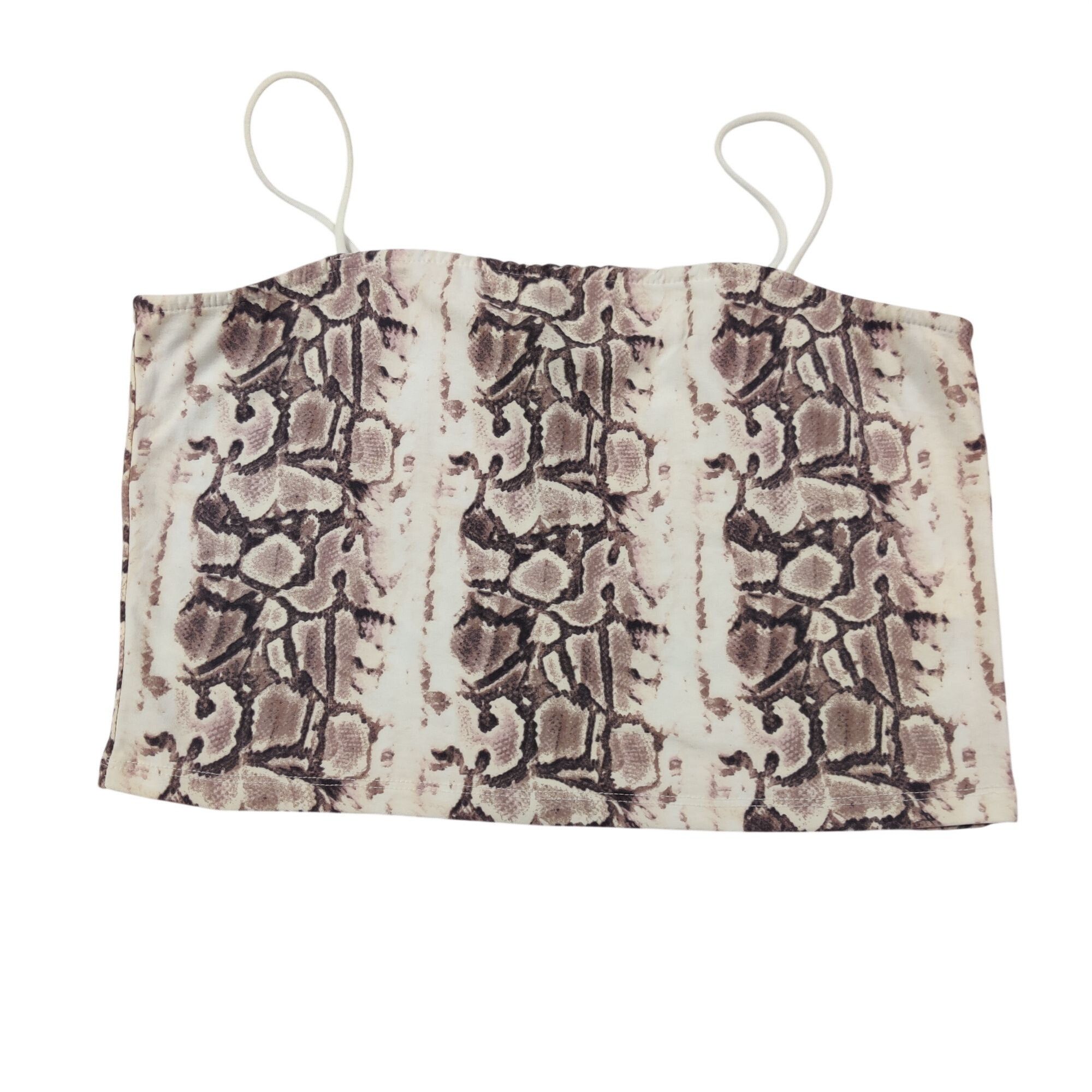Vintage Streetwear Society Snake Skin Crop Top XL Brown Spaghetti Vi Size XL / US 12-14 / IT 48-50 - 1 Thumbnail