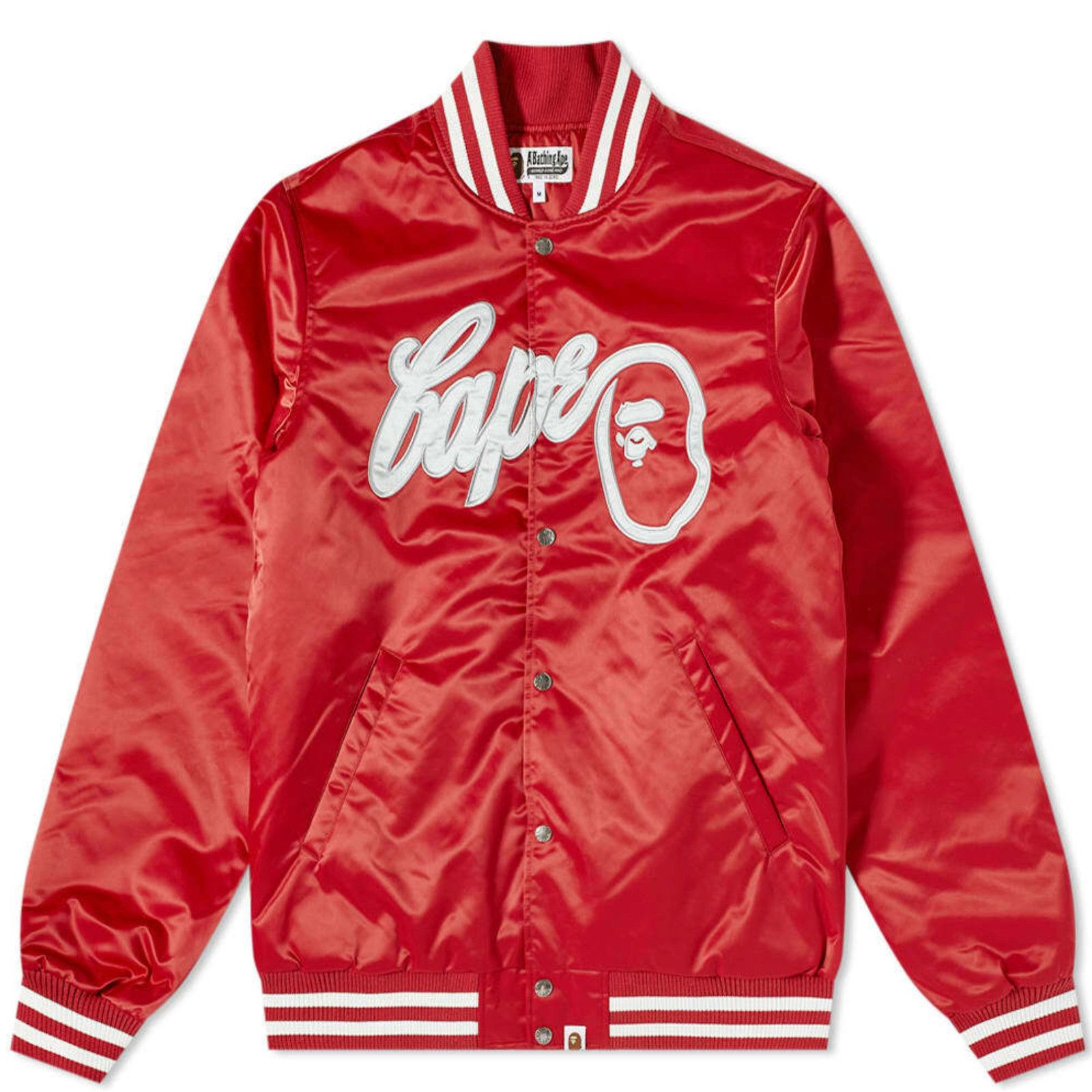 Bape Bape Ape Head Red Baseball Varsity Jacket Size XXL Size US XXL / EU 58 / 5 - 1 Thumbnail