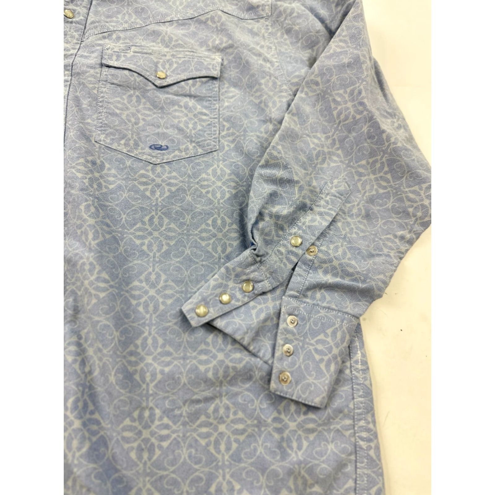 Roper Roper Shirt Mens Large Blue Floral Western Cowboy Pockets Long Sleeve Pearl Snap Button-Up Casual Size US L / EU 52-54 / 3 - 4 Thumbnail