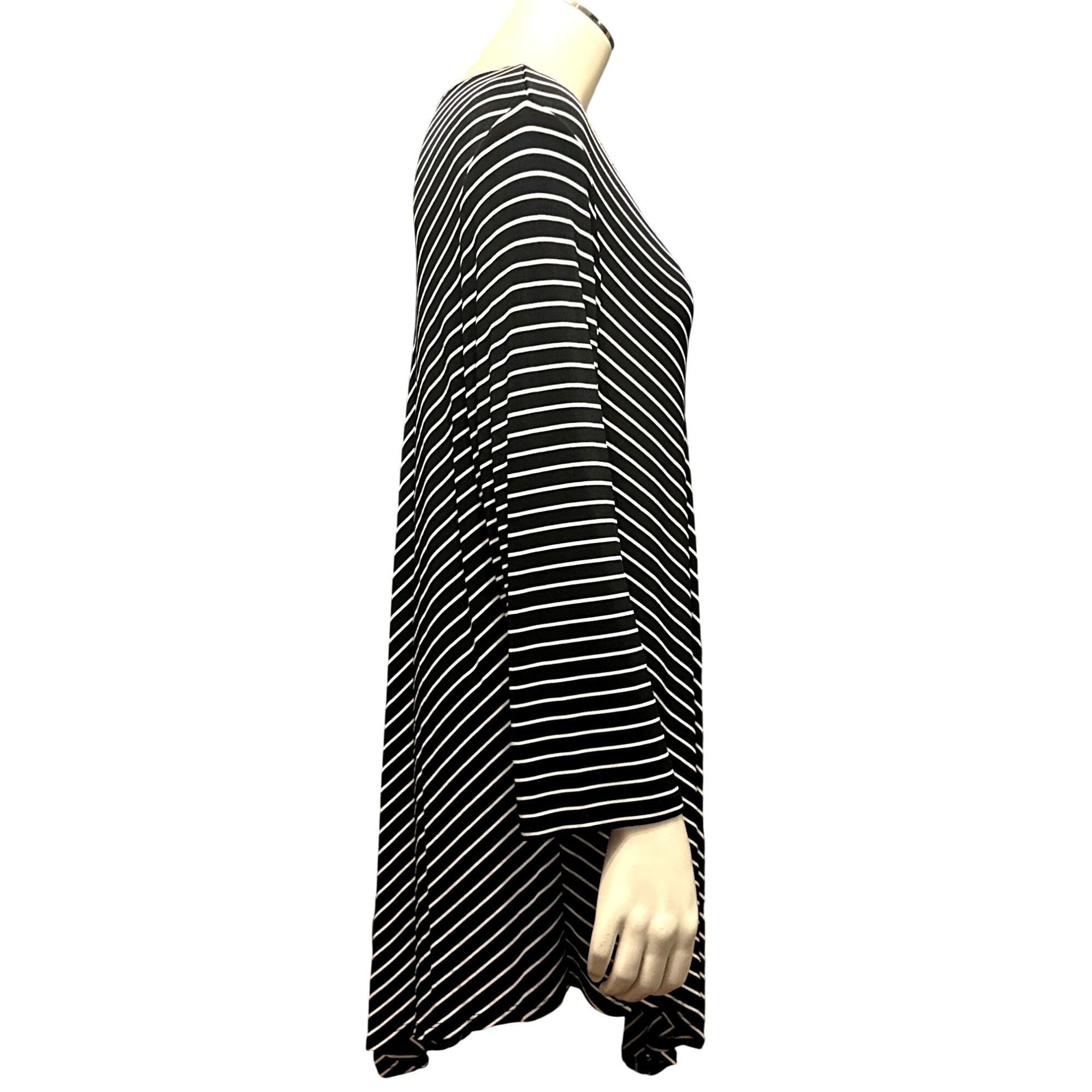 Chicos Chicos Black White Striped Asymmetrical Long Sleeve Tunic Dr Size XL / US 12-14 / IT 48-50 - 4 Thumbnail