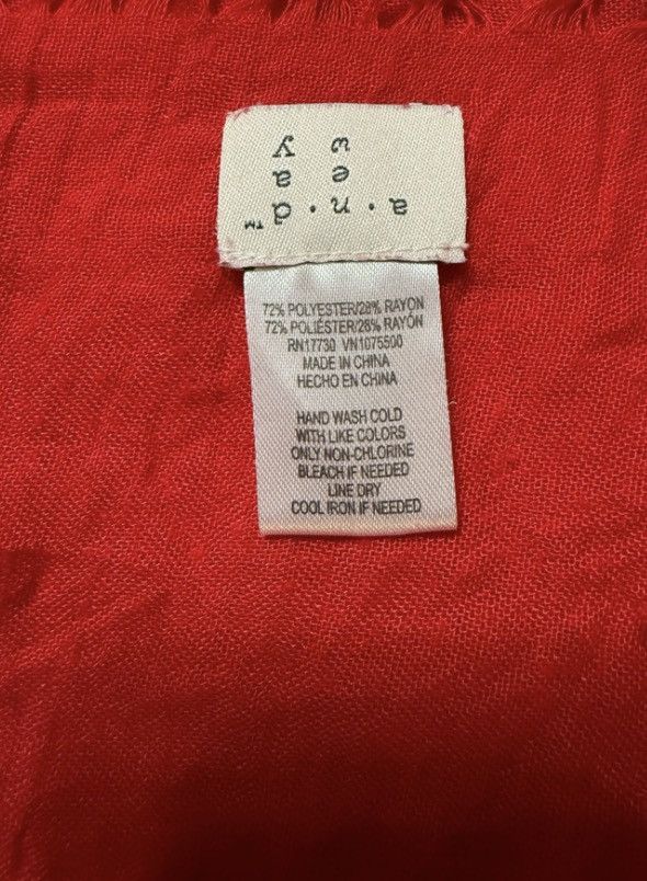 Other A New Day Red Lightweight Fringe Scarf / Wrap – 44” x 81” Size ONE SIZE - 5 Thumbnail