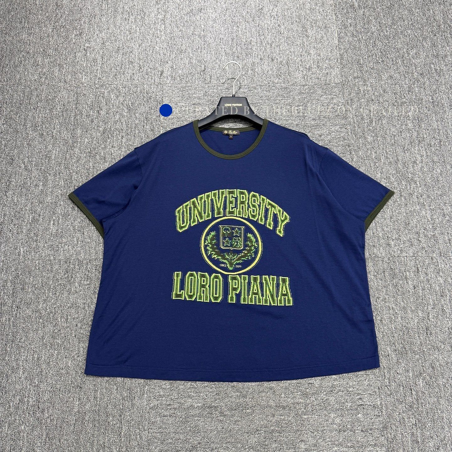 Loro Piana Blue University Graphic Short Sleeve T-Shirt Size US M / EU 48-50 / 2 - 1 Thumbnail