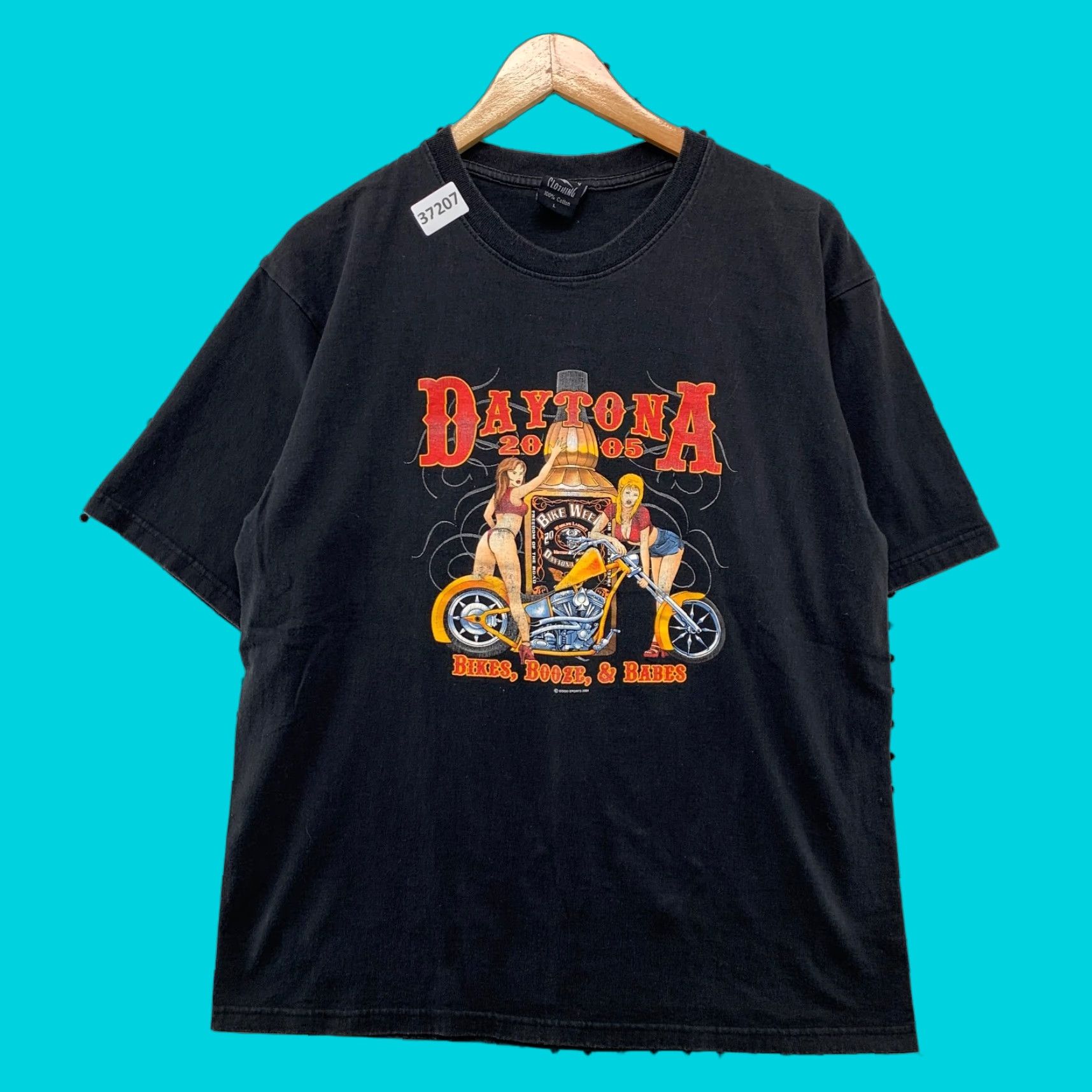 Vintage VTG Lighting Clothing Daytona Bike Booze Babe Shirt Mens Large Black Graphic Print 90s Motorcycle Mens L Size US L / EU 52-54 / 3 - 1 Thumbnail