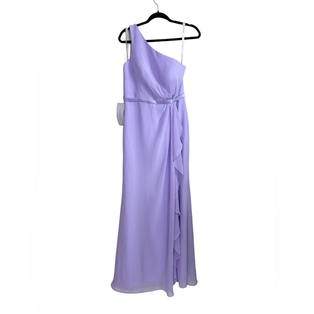 Designer Azazie l Mermaid One Shoulder Chiffon Bridesmaid Gown A8 Size M / US 6-8 / IT 42-44 - 2 Thumbnail