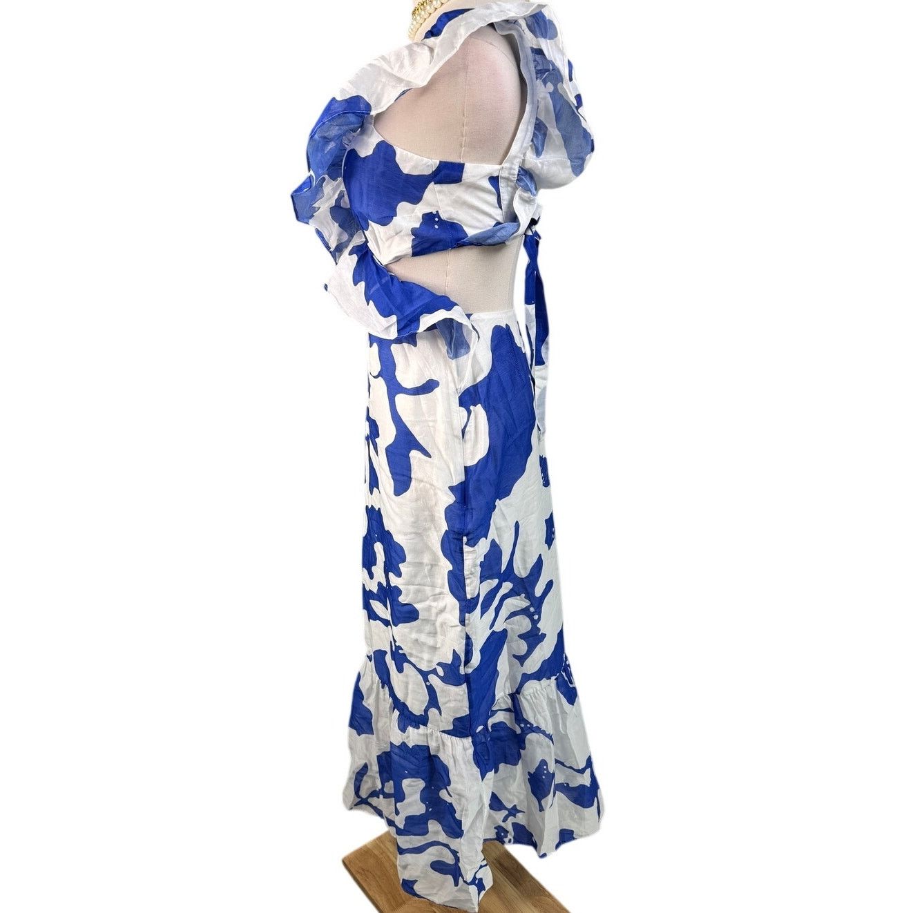 SIR. Sir The Label Vivi Frill Maxi Dress blue white size US 2 XS Size XS / US 0-2 / IT 36-38 - 10 Thumbnail