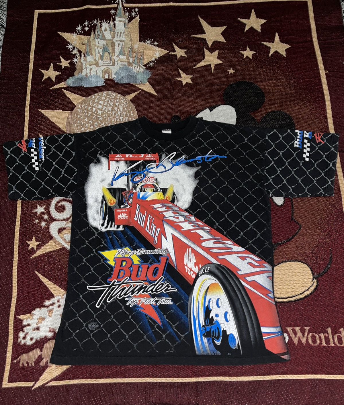 image of Nascar x Vintage 90's Kenny Bernstein Mac Racing Bud King Aop Tshirt in Black, Men's (Size Large)