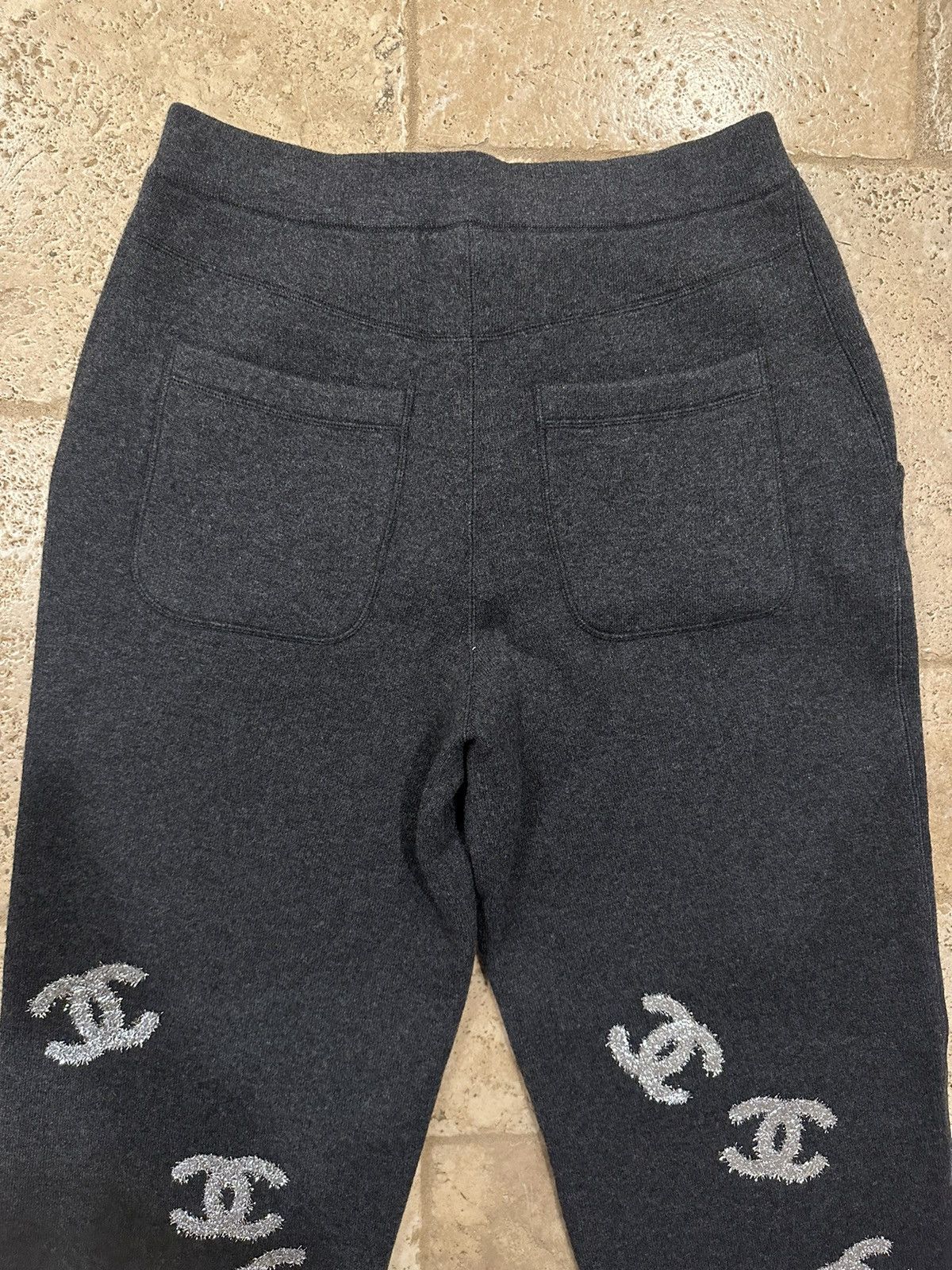 Chanel Chanel Grey Cashmere Glitter CC Logo Unisex Pants Size US 33 - 12 Thumbnail