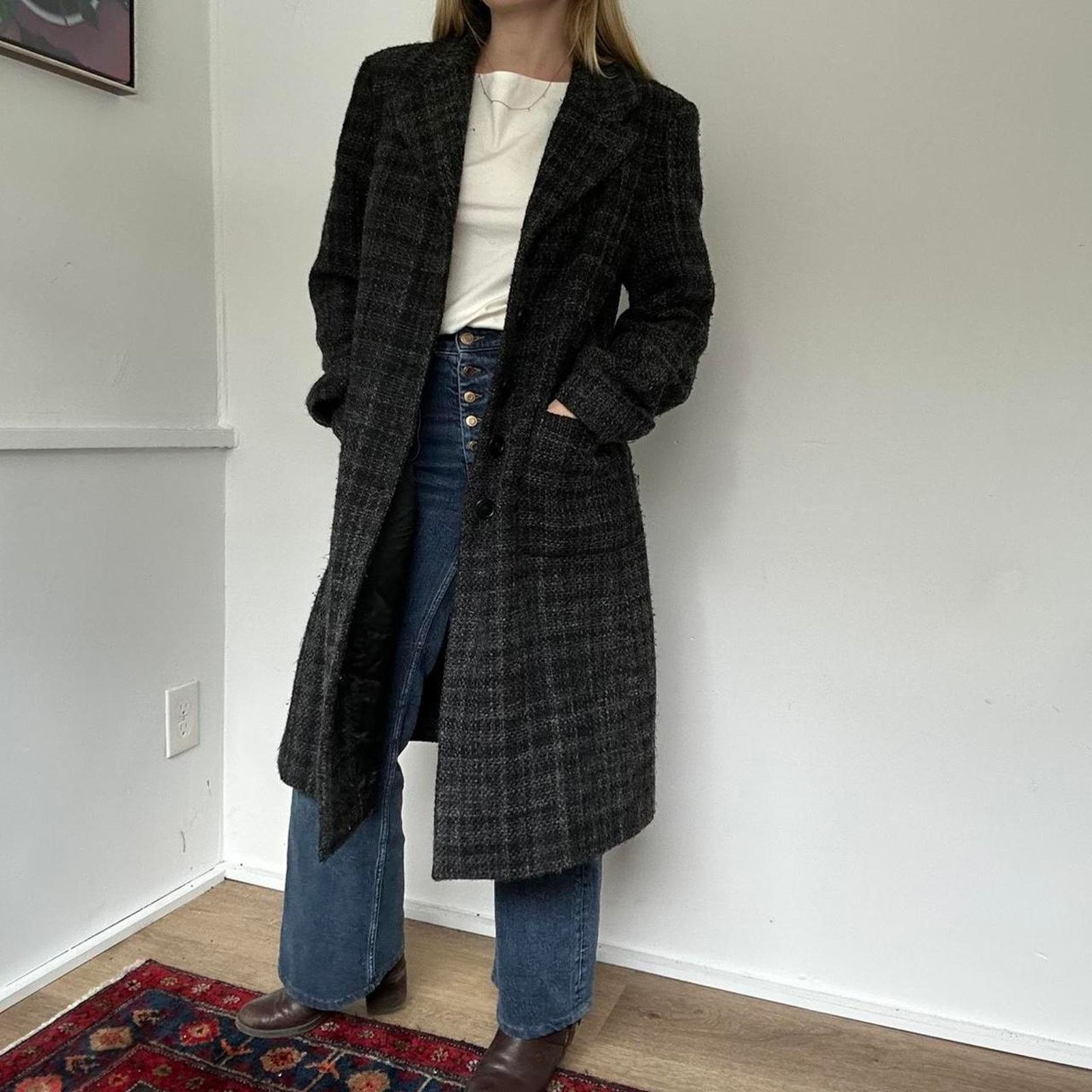 United Colors Of Benetton Of Benetton Longline Wool Coat (S) Size S / US 4 / IT 40 - 3 Thumbnail