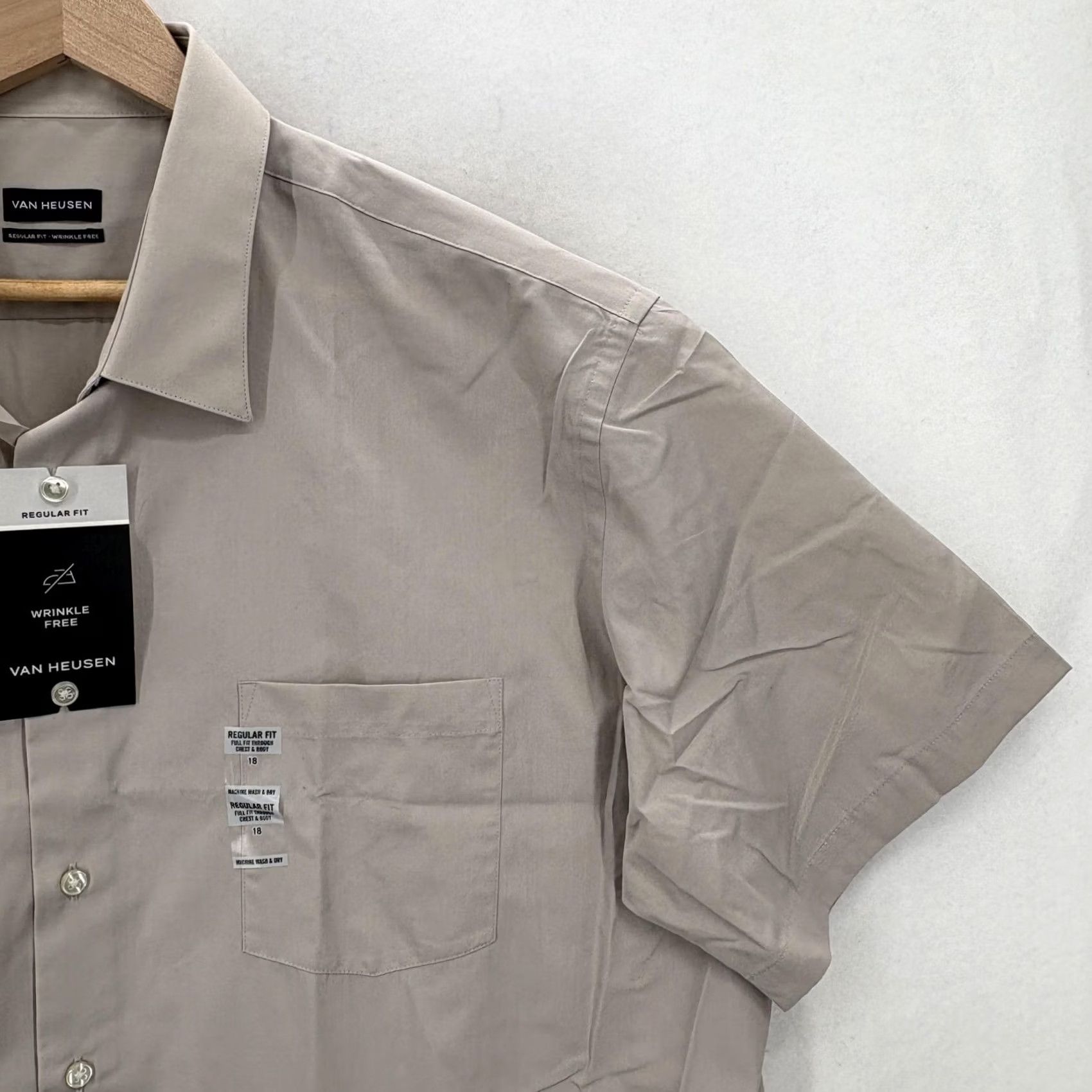 Van Heusen Van Heusen Shirt Mens 18 Stone Regular Fit Wrinkle Free Short Sleeve Casual Work Shirt Size US XXL / EU 58 / 5 - 2 Thumbnail