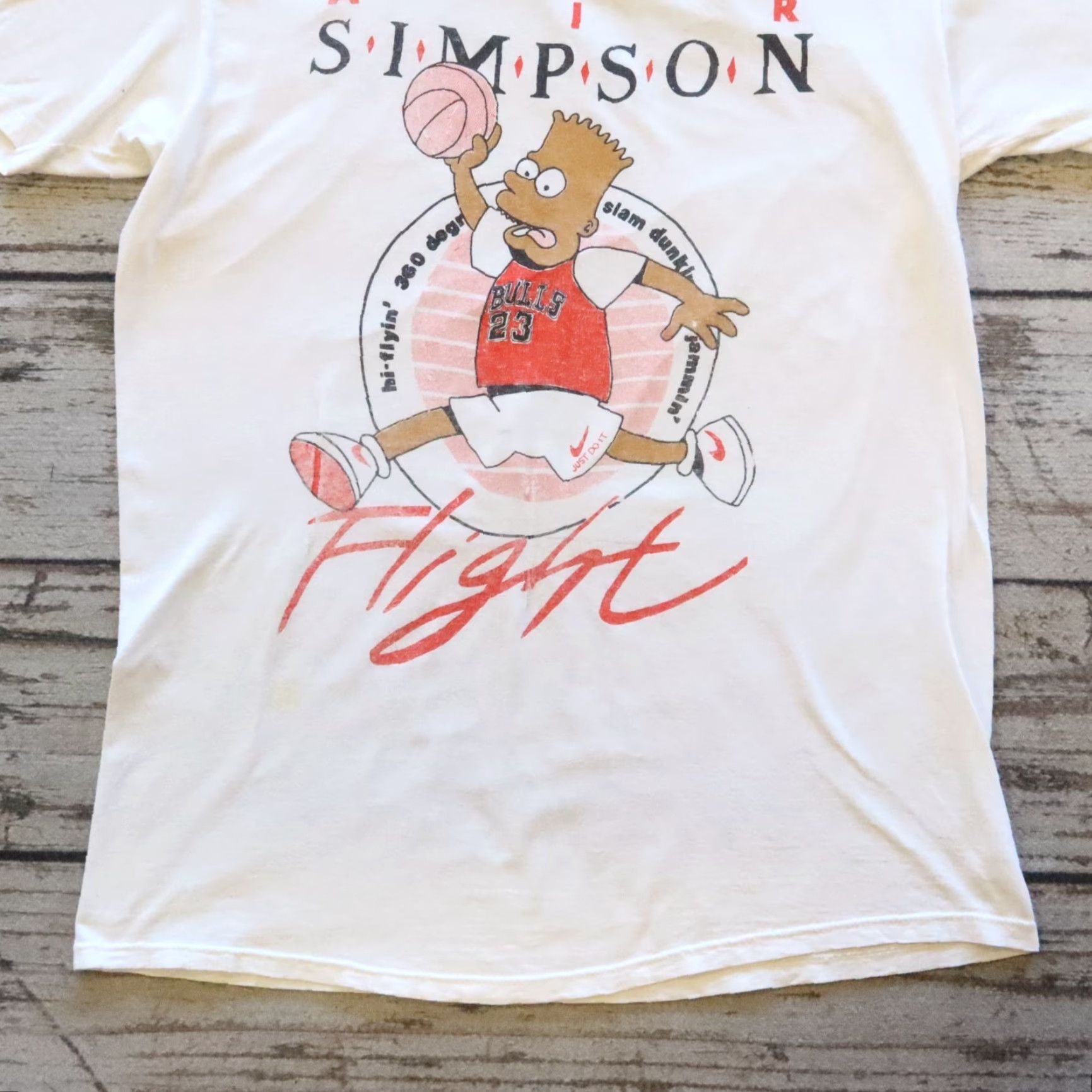 Hanes VINTAGE Air Simpson Flight Tee Shirt L White Bart Simpson Mens Signed by Hanes Size US L / EU 52-54 / 3 - 3 Thumbnail
