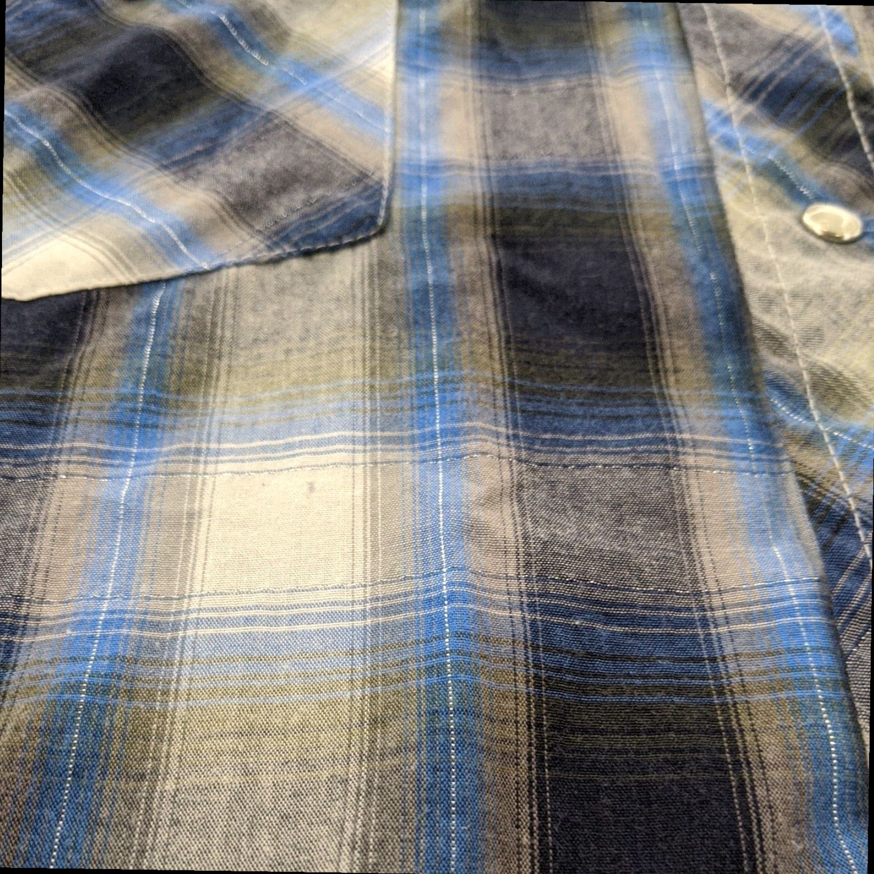 Roper Roper Mens Western Shirt Extra Large XL Blue Plaid Long Sleeve Size US XL / EU 56 / 4 - 3 Thumbnail
