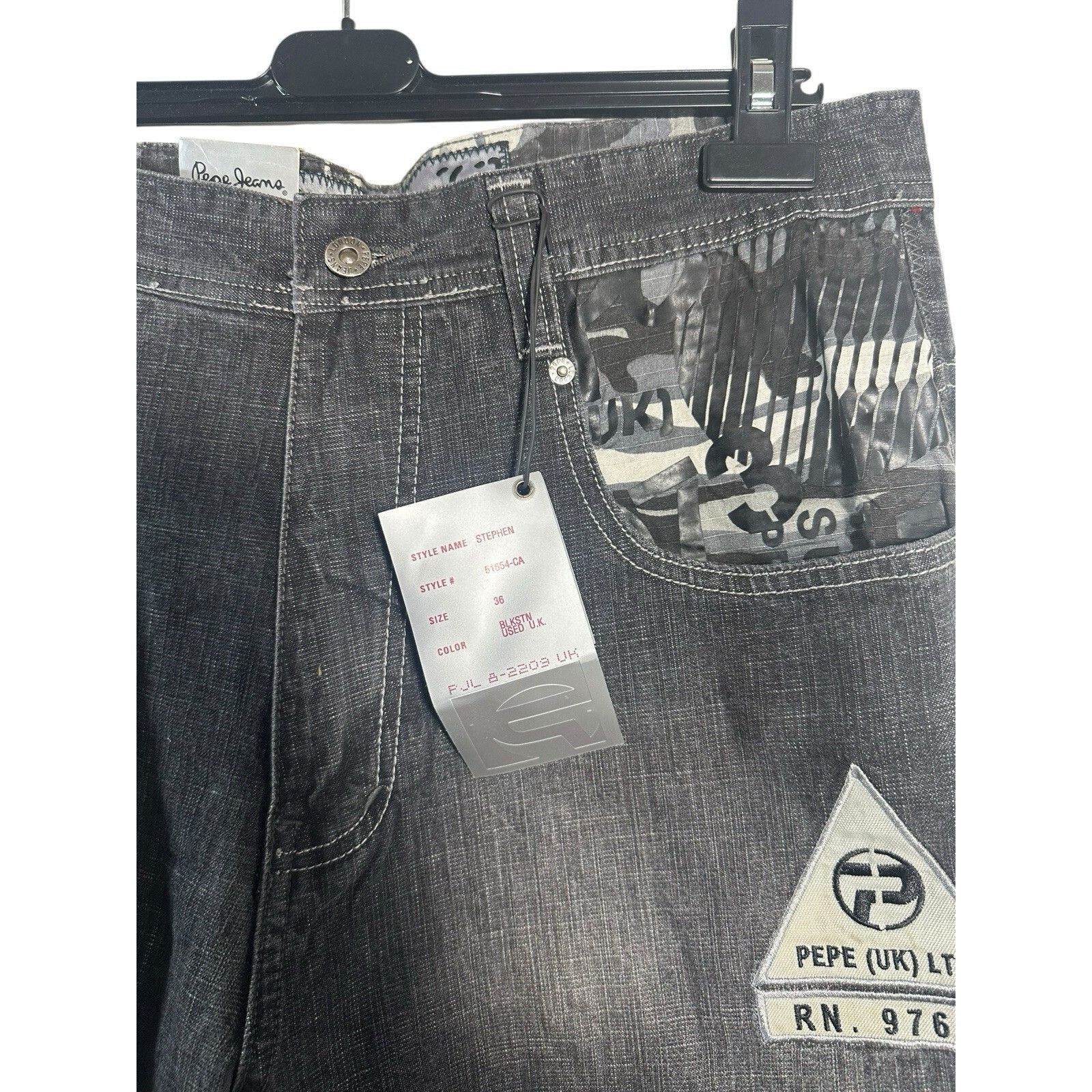 Pepe Jeans Vintage Pepe London Baggy Denim Jeans Grey Black Hip Hop 90’ Size US 36 / EU 52 - 4 Thumbnail