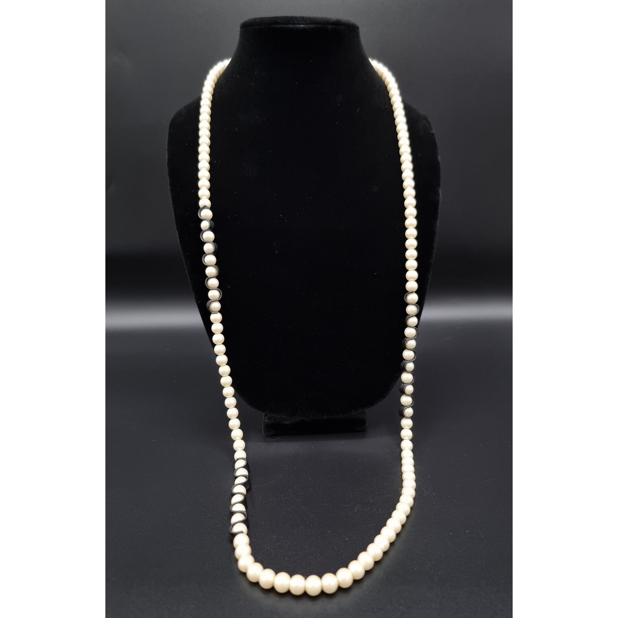 Kenneth Cole Kenneth Cole Long Faux Pearl & Black Bead Necklace With Adju Size ONE SIZE - 2 Thumbnail