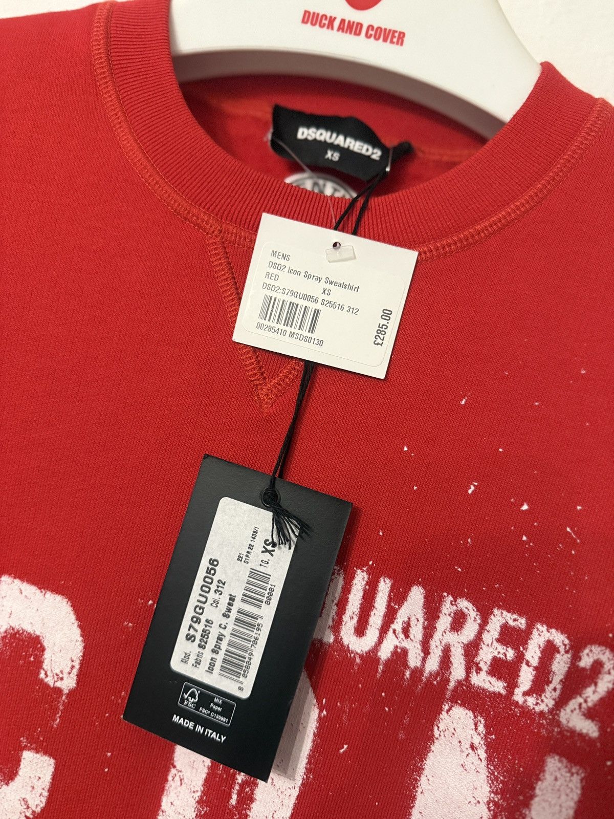 Dsquared2 DSquared²Men's Red Icon Fleeced Cotton Crew-Neck Sweatshirt Size US XS / EU 42 / 0 - 2 Thumbnail