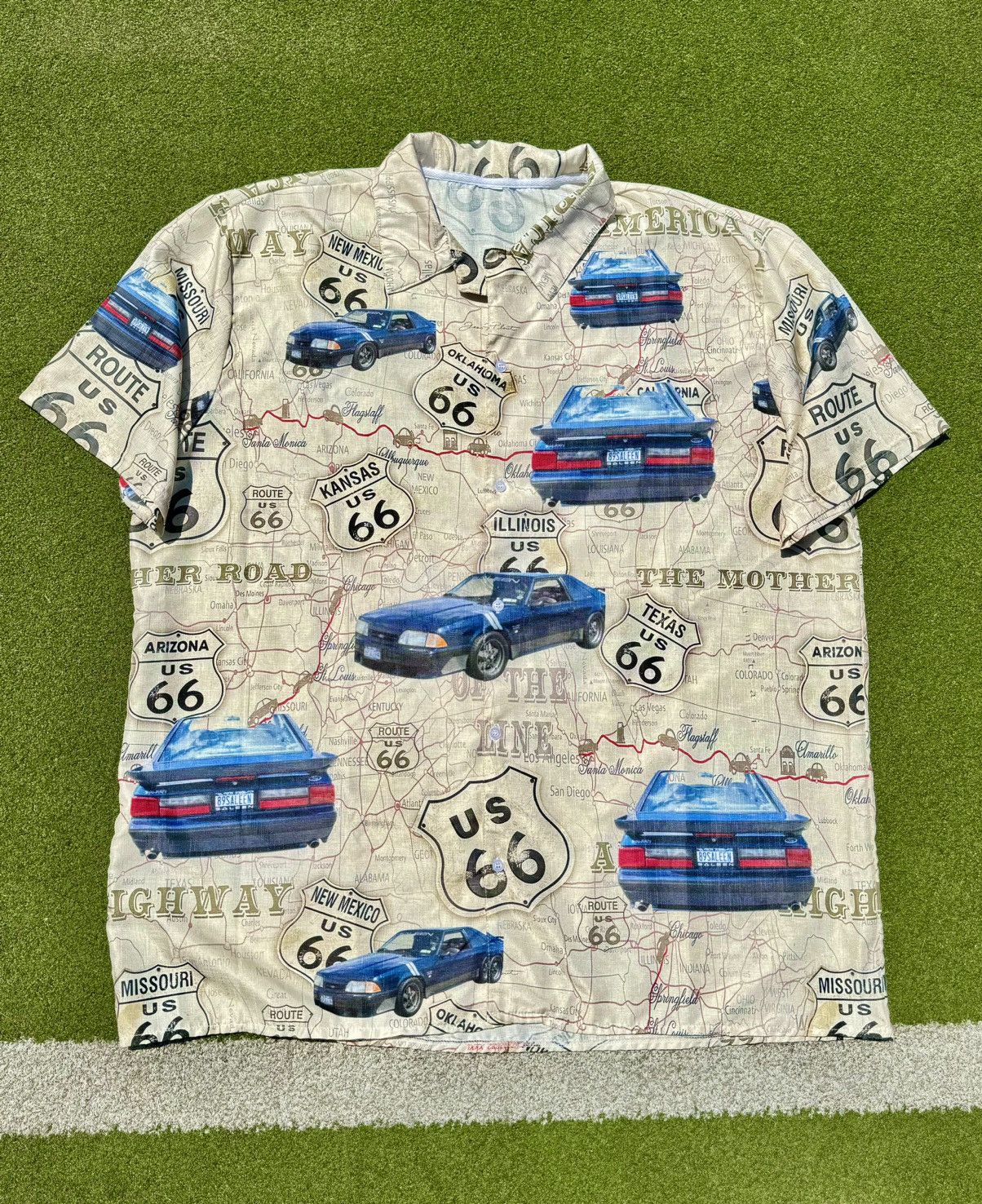 Vintage 1989 Ford Mustang Racing Car Button Up Hawaiian Shirt Size US XXL / EU 58 / 5 - 1 Thumbnail