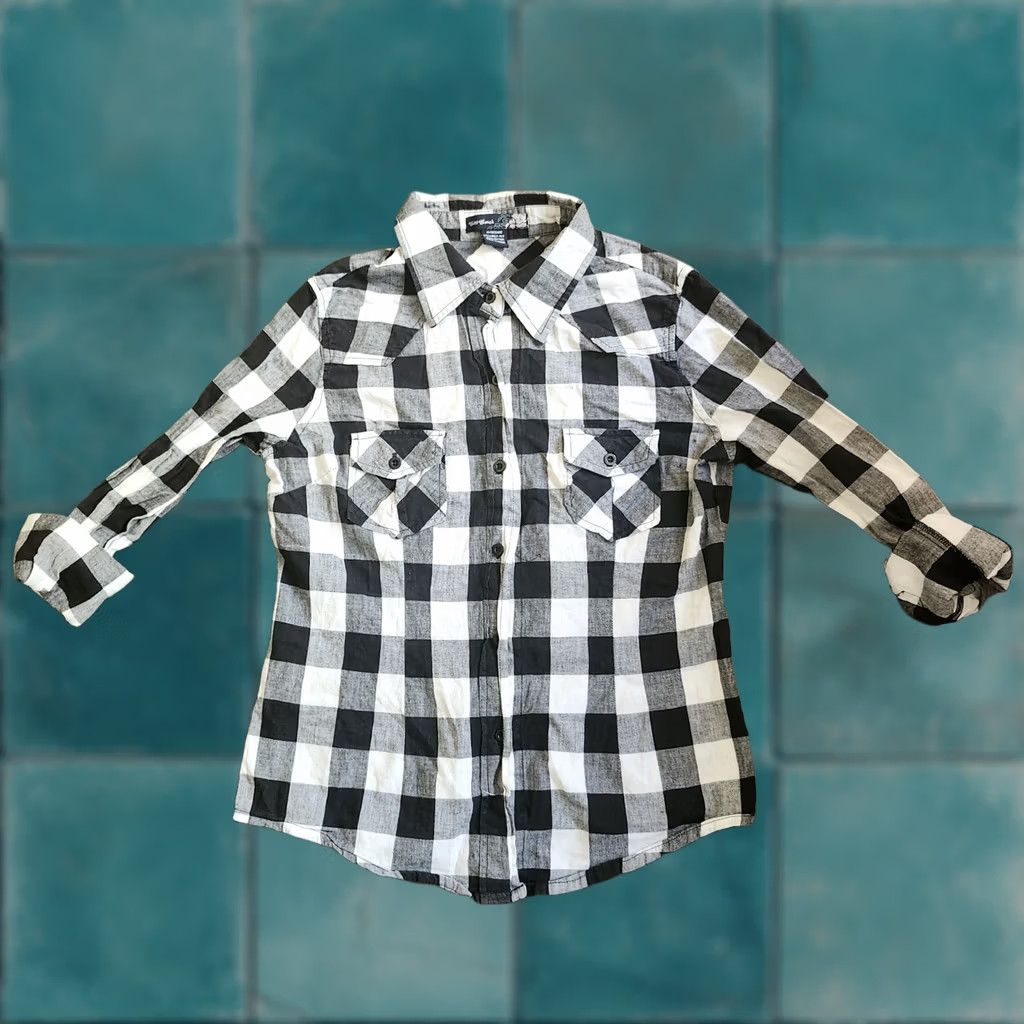 Vintage VINTAGE Sans Souchi Women's Junior Checkered Black White Plaid Button Up - Size M Size M / US 6-8 / IT 42-44 - 1 Thumbnail