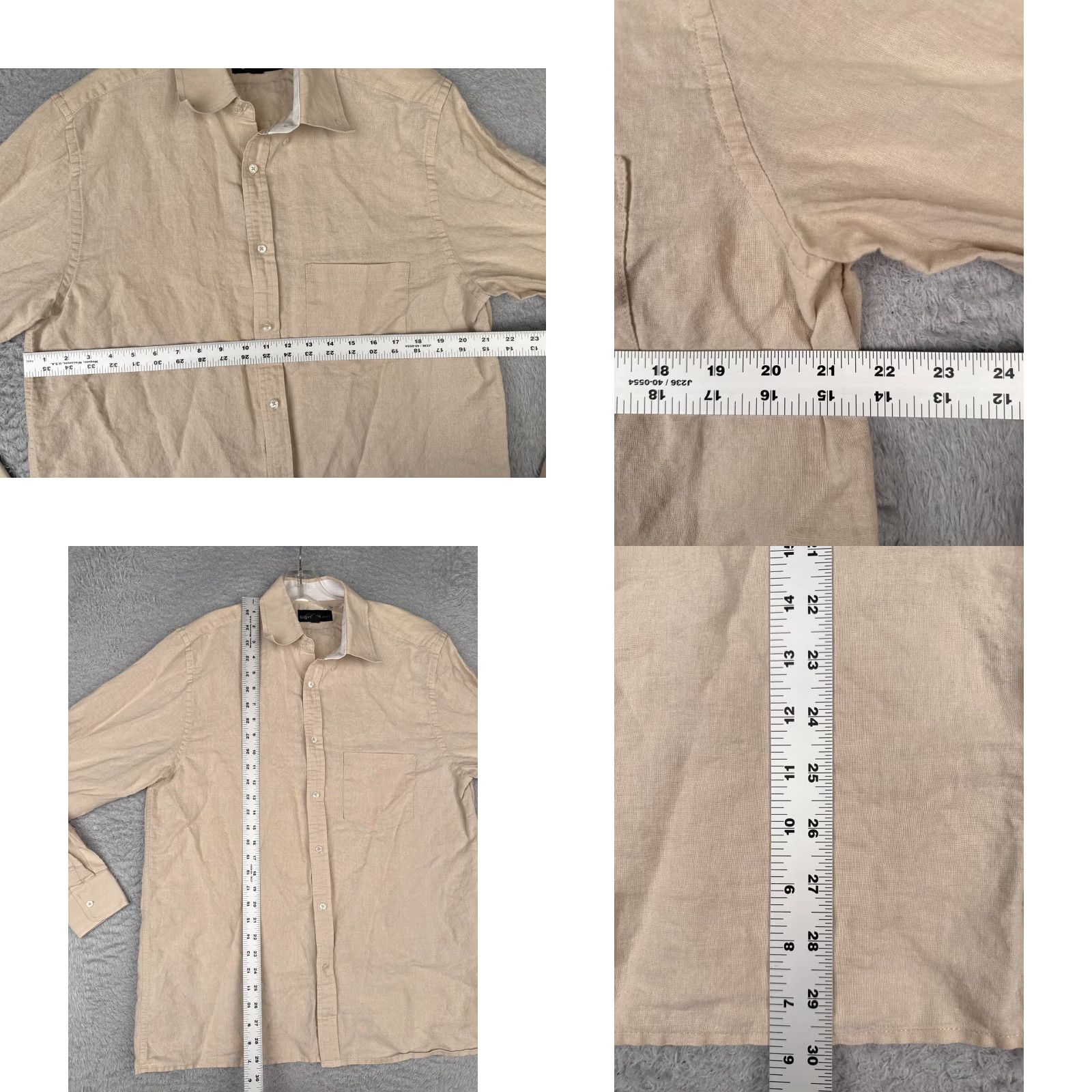 Vintage August Silk Button-Up Shirt Men Medium Beige 100% Cotton Long Sleeve Pockets Casual Workwear All Seasons Fall Spring Summer Winter (M) Mens Size US M / EU 48-50 / 2 - 8 Thumbnail