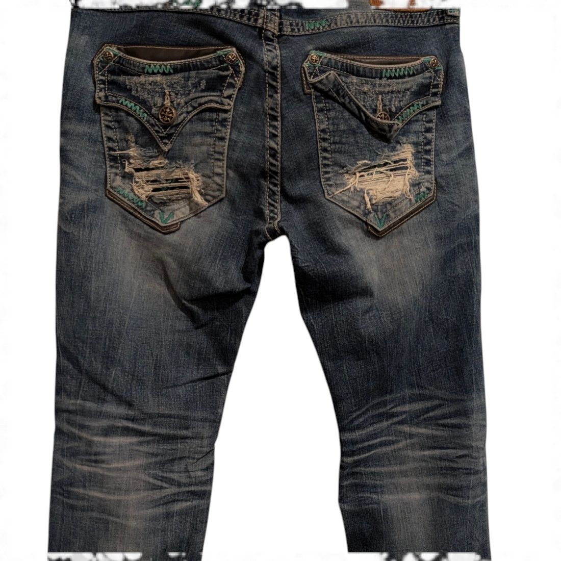 Affliction AFFLICTION Ace Slim Straight Blue Jeans Men's 33 distressed Size US 33 - 3 Thumbnail