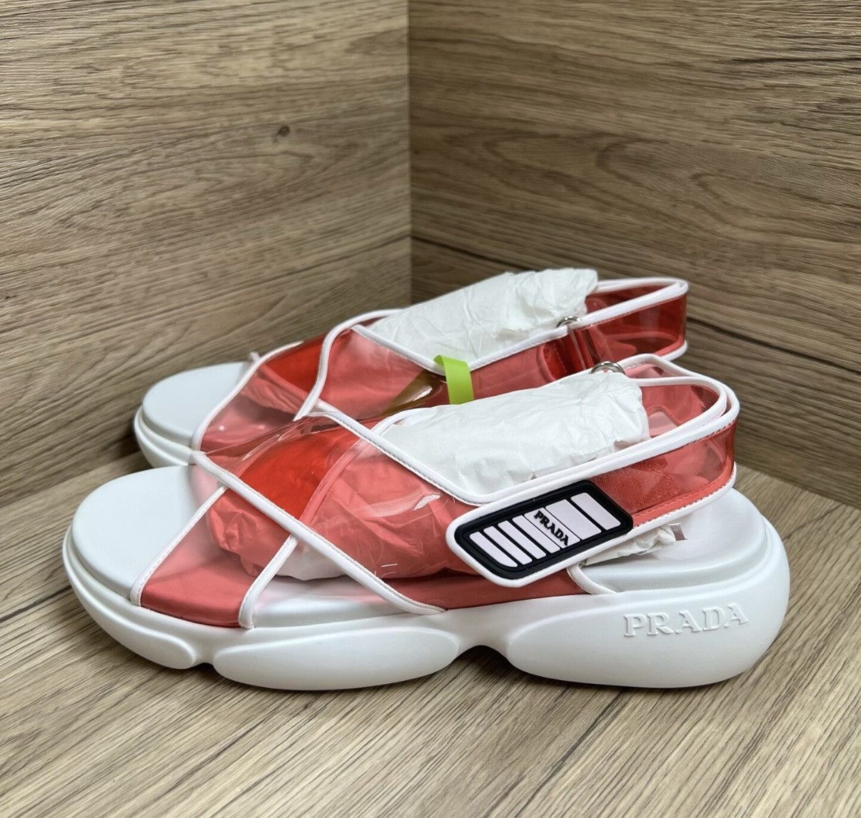 Prada Prada White and Red Sandals J41 Size US 7 / IT 37 - 1 Thumbnail