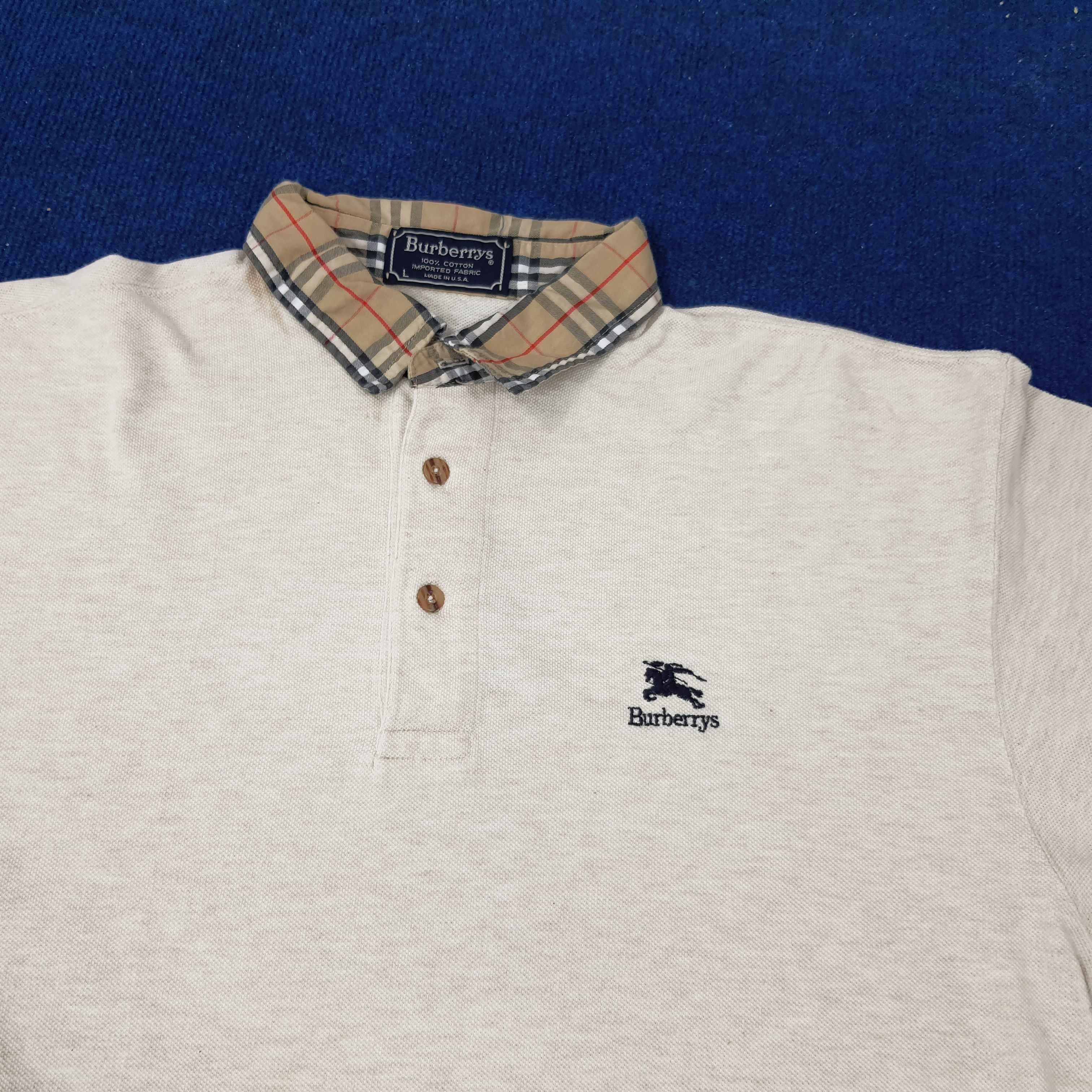 Burberry × Vintage Vintage Burberrys Nova Check Designer Polo Shirt C219N74 Size US L / EU 52-54 / 3 - 2 Thumbnail