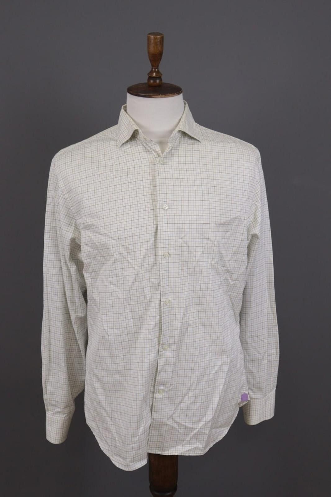 Designer Hackett London Tailored Fit White Check Shirt Size 42 16.5 Size US M / EU 48-50 / 2 - 1 Thumbnail