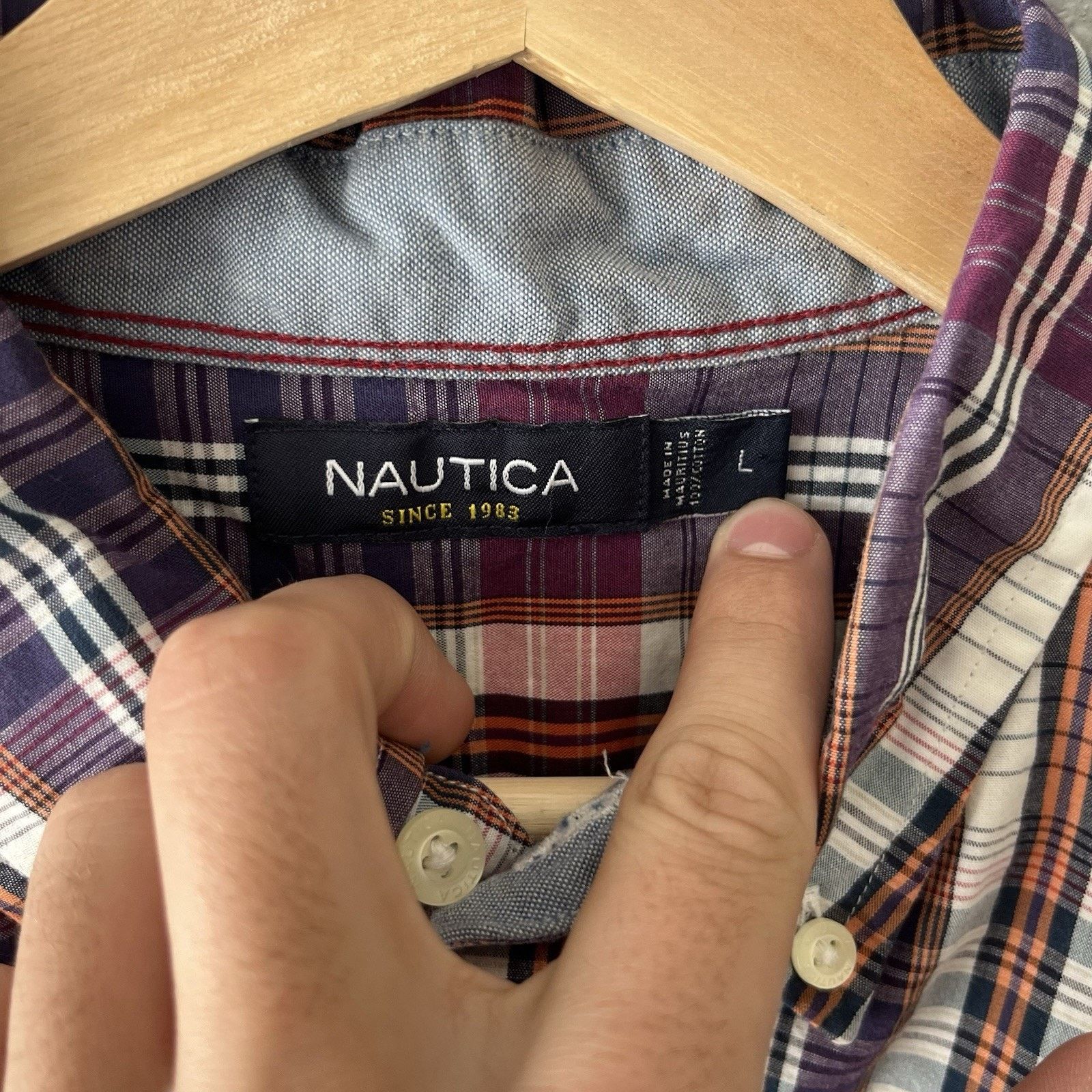 Nautica Vintage Nautica Button Down Shirt Men Large Plaid Cropped Size US L / EU 52-54 / 3 - 5 Thumbnail