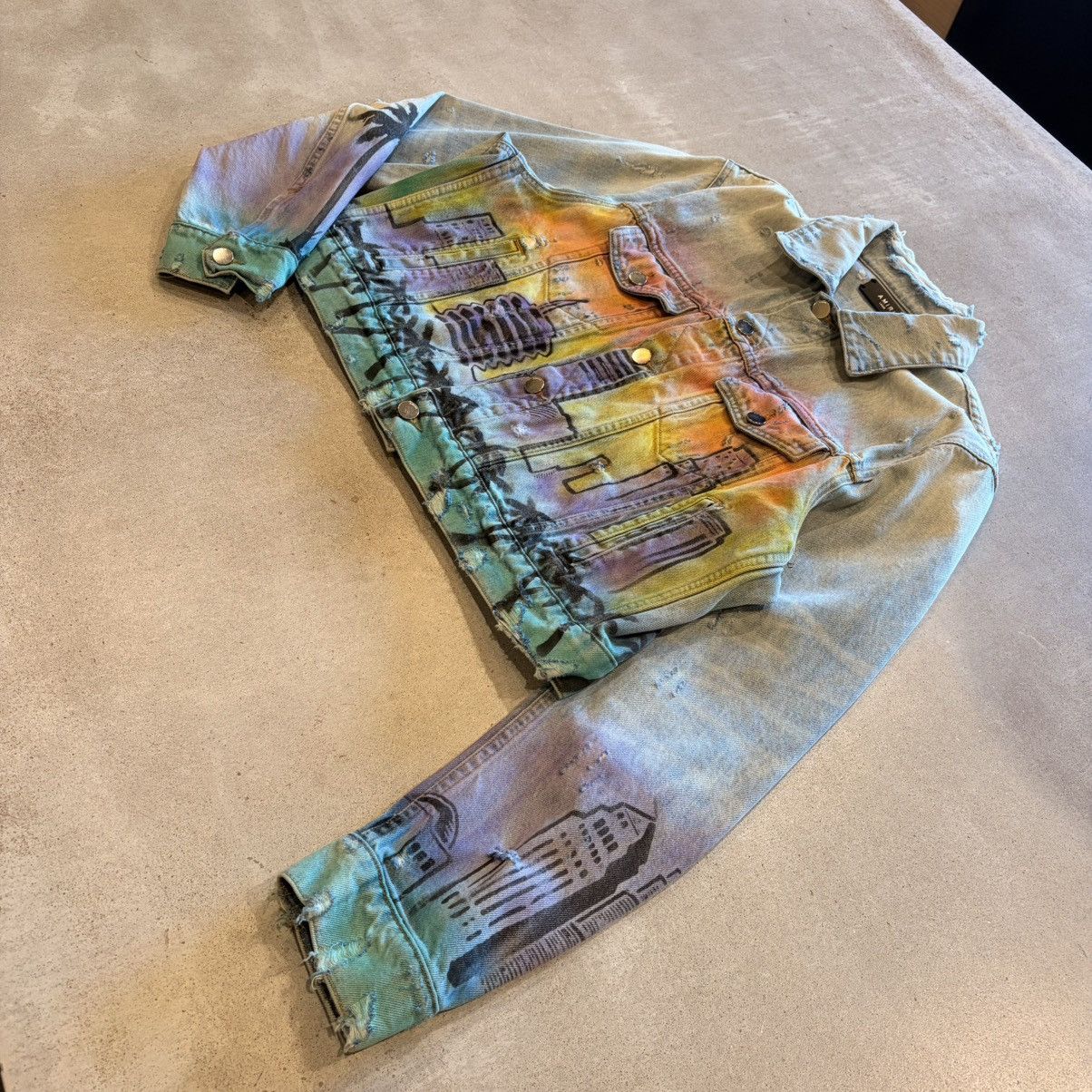 Amiri Amiri Los Angeles Indigo Denim Airbrush "Hollywood" Jacket Size L / US 10 / IT 46 - 3 Thumbnail