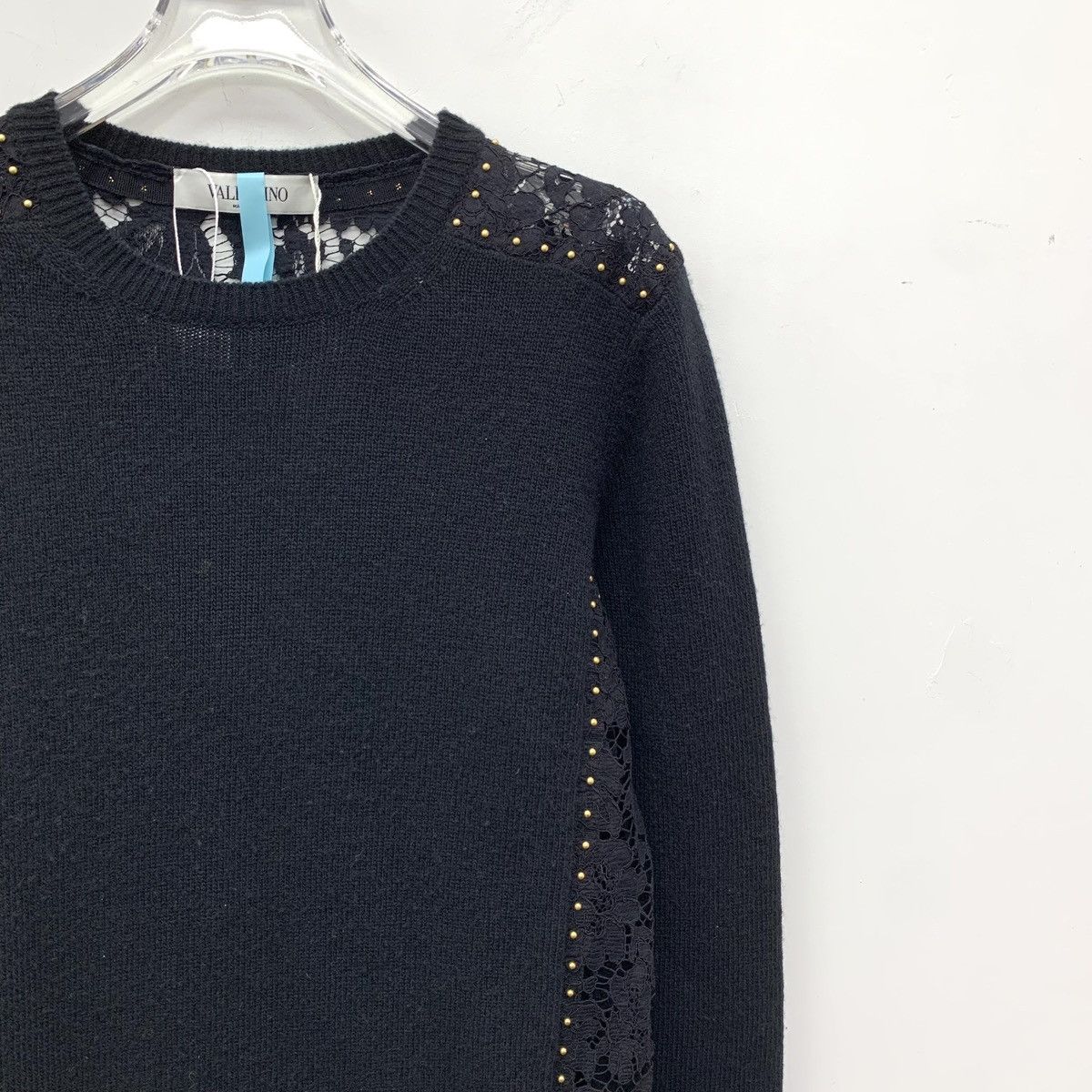 Valentino Valentino Black Wool Crew Neck Long Sleeve Knit Dress K26WX Size S / US 4 / IT 40 - 3 Thumbnail