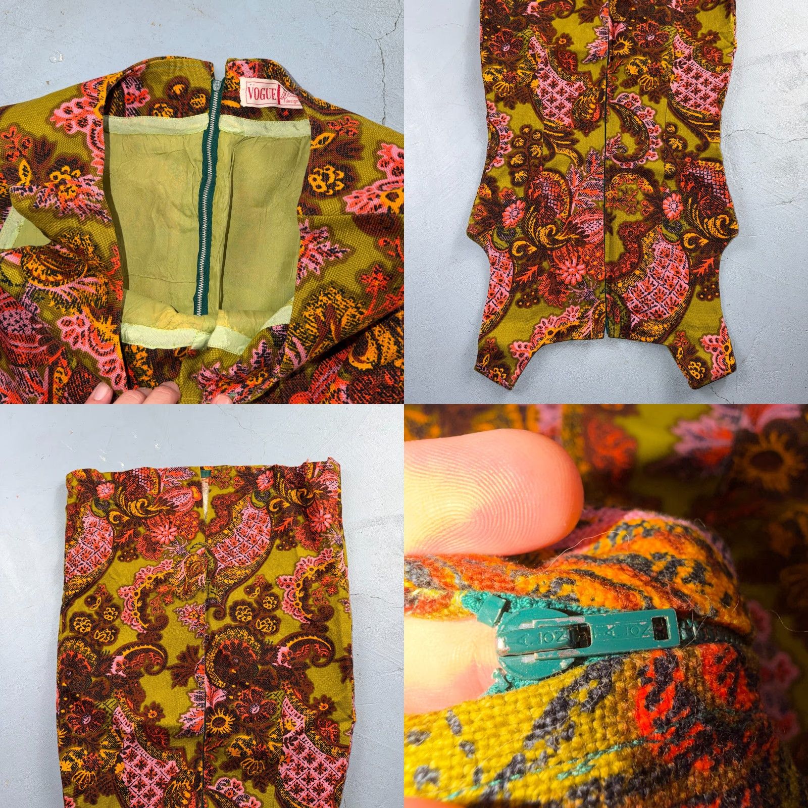 Vogue VINTAGE Vogue Short Dress Casual S/M 1950s Yellow Rockabilly Boho 60s Look Womens Size 28" / US 6 / IT 42 - 8 Thumbnail