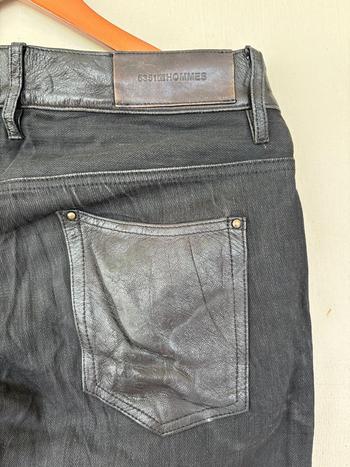 5351 POUR LES HOMMES × Genuine Leather Vtg 5351 Pour Les Homme Hybric Leather Pant Black Fashion Size US 31 - 6 Thumbnail