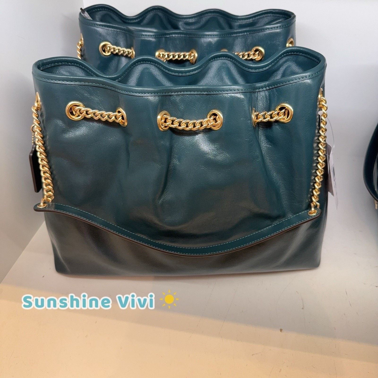Coach NWT COACH CCZ79 Evelyn Shoulder Bag Leather DARK TEAL Size ONE SIZE - 1 Thumbnail
