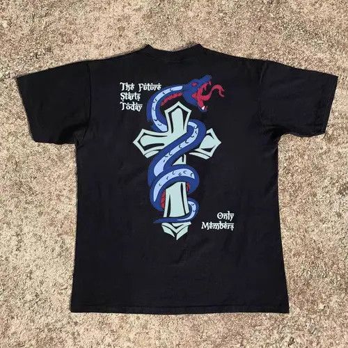 VIBE Black street retro snake cross print cotton t-shirt Size US M / EU 48-50 / 2 - 5 Thumbnail