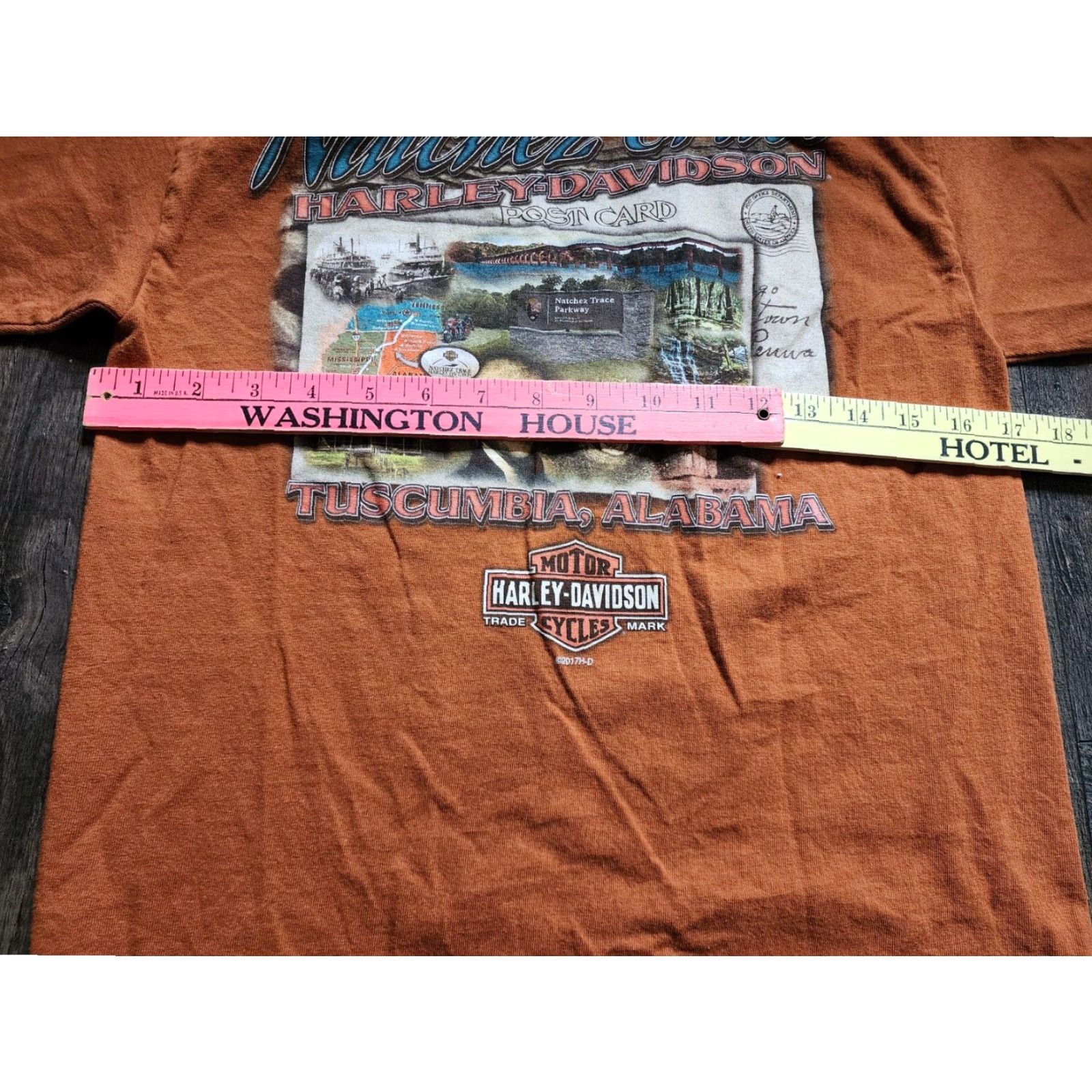 Harley Davidson Harley-Davidson T-Shirt Mens Orange Double Sided Natchez Trace Short Sleeve Size US S / EU 44-46 / 1 - 4 Thumbnail
