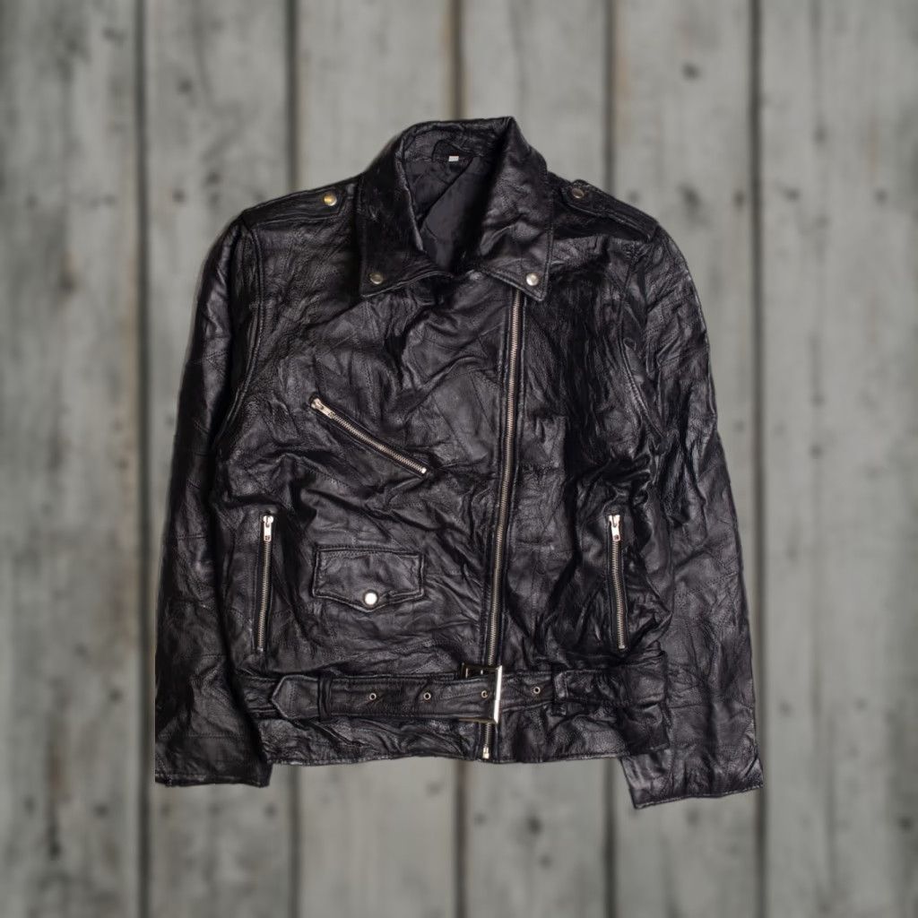 Vintage VINTAGE Patchwork Leather Motorcycle Jacket Black Large Biker Style 362 Size US L / EU 52-54 / 3 - 1 Thumbnail