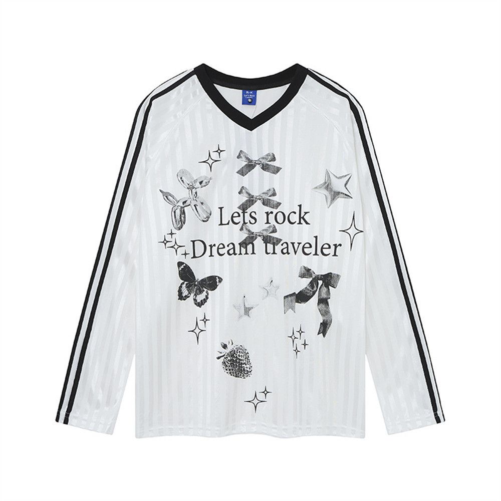 Vintage Men's loose butterfly letter print long sleeve T-shirt Size US M / EU 48-50 / 2 - 1 Thumbnail