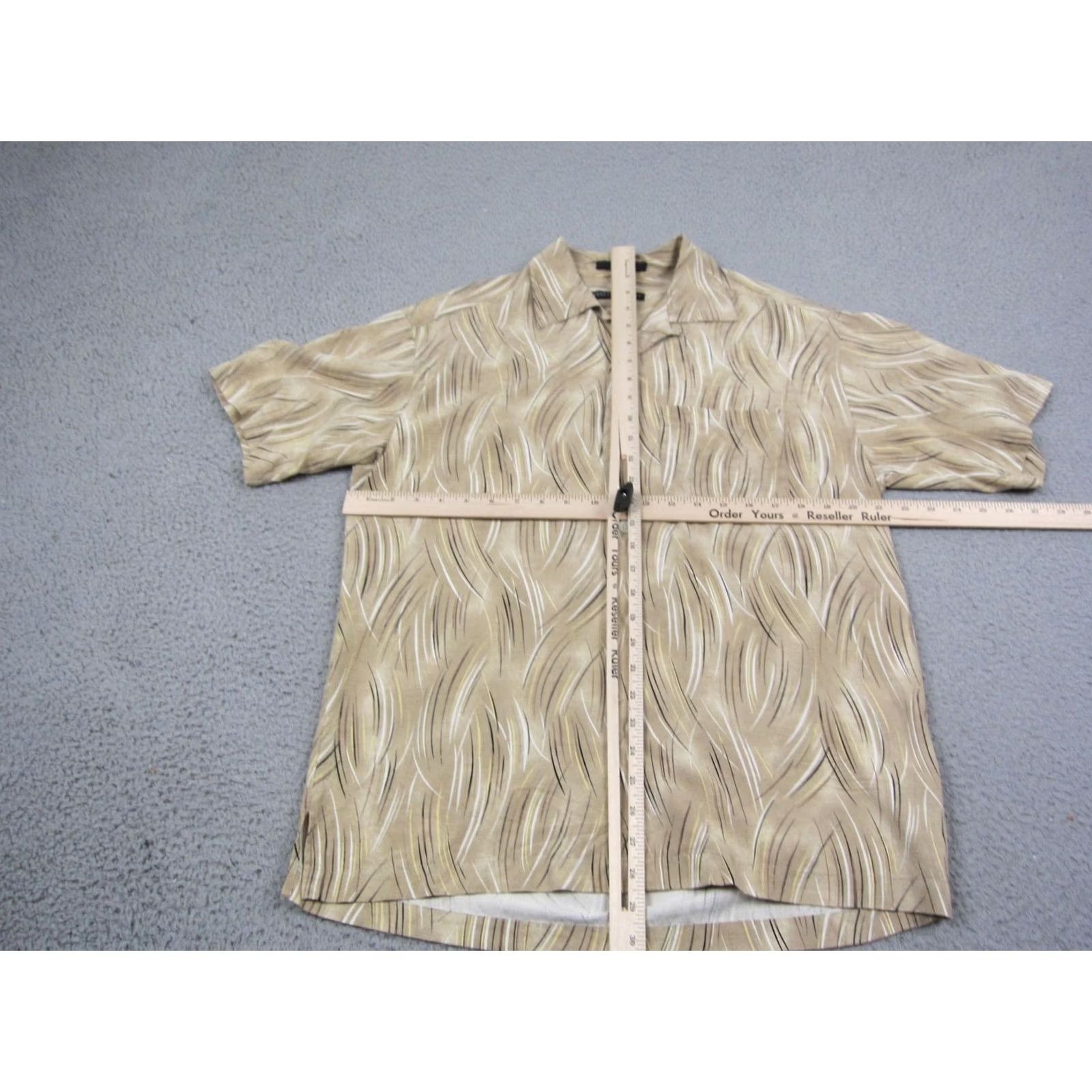 Geoffrey Beene Geoffrey Beene Shirt Mens M Brown Silk Vintage Collar Button-Up Short Sleeve Geometric Pattern Camp Hawaii Size US M / EU 48-50 / 2 - 7 Thumbnail