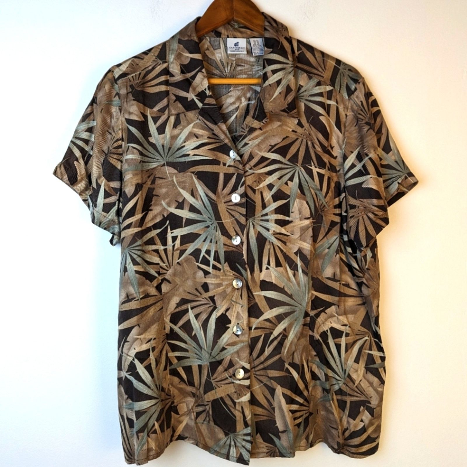 Caribbean Caribbean Joe Palm Silk Shirt - XL Size XL / US 12-14 / IT 48-50 - 1 Thumbnail