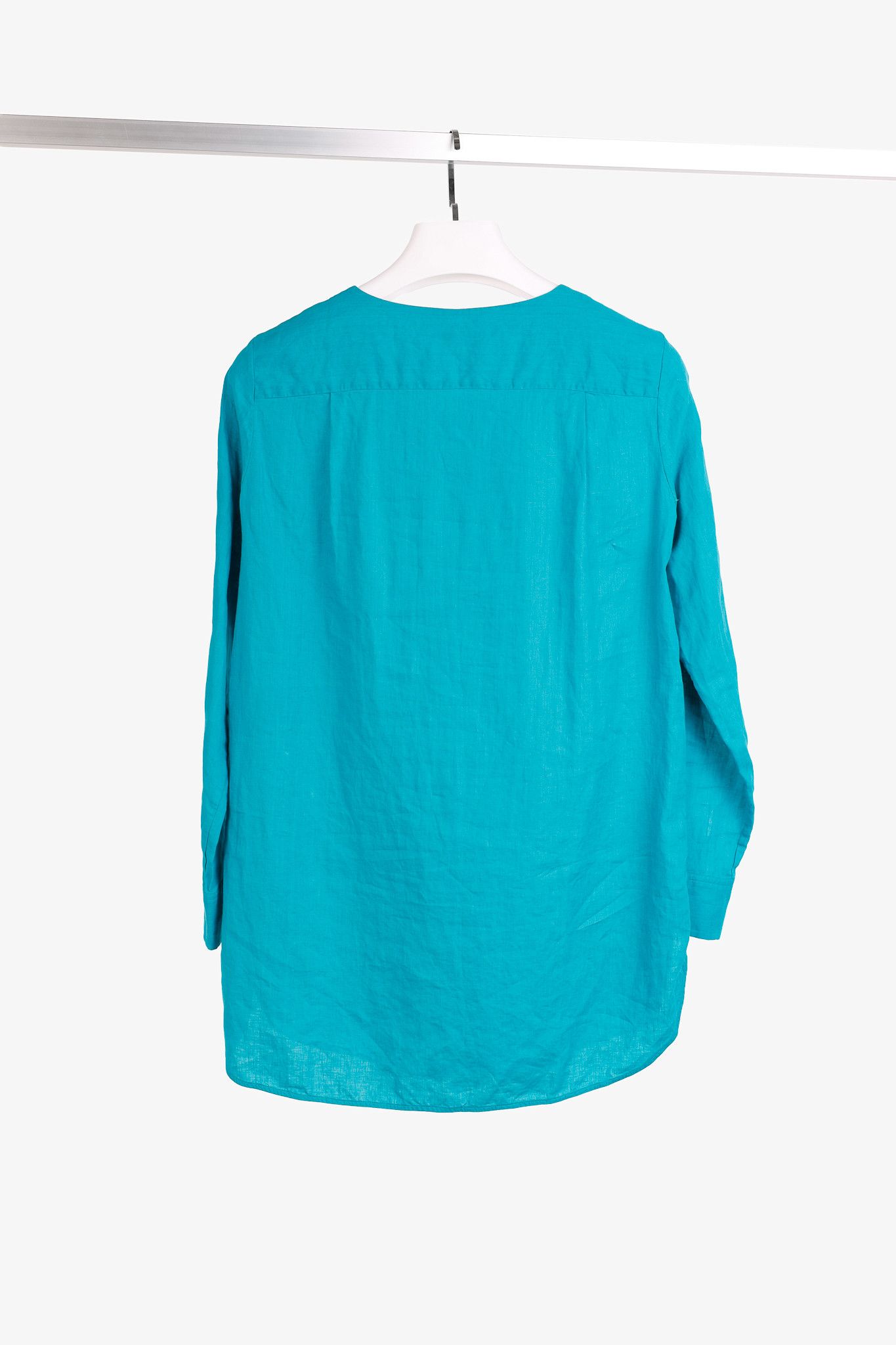 Loro Piana Loro Piana Teal Linen Pintuck Bib Blouse Size S / US 4 / IT 40 - 2 Thumbnail
