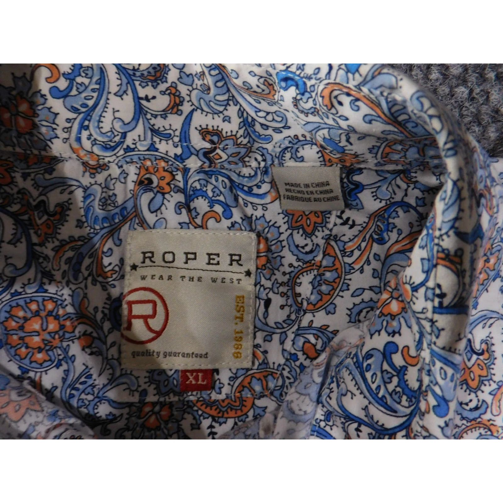 Roper Roper Shirt Mens XL Multicolor Paisley Western Snap Floral Print Size US XL / EU 56 / 4 - 6 Thumbnail