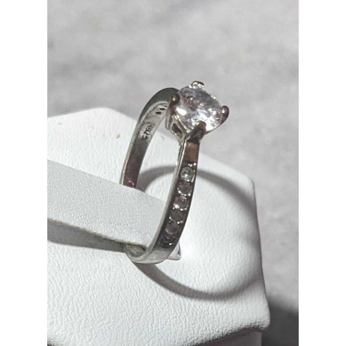 Other Classic Sterling Silver Gemmed Engagement Ring Size 7 1/2 Size ONE SIZE - 2 Thumbnail
